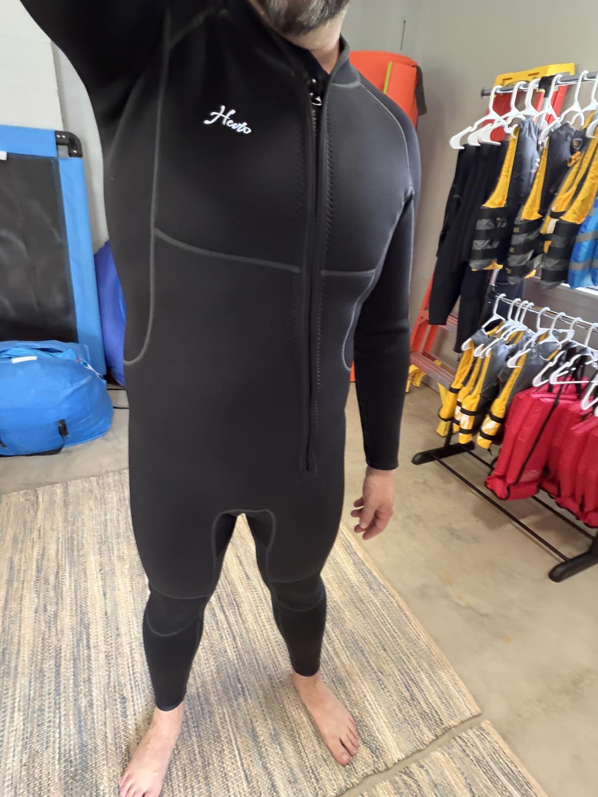 Hevto Men Wetsuit 3/2mm Neoprene Front Zipper for Surfing Diving | 16 Size Options with Regular Short and Tall Fits Wet Suit in Cold Water for Swimming Snorkeling Kayaking and SUP customer photo 1
