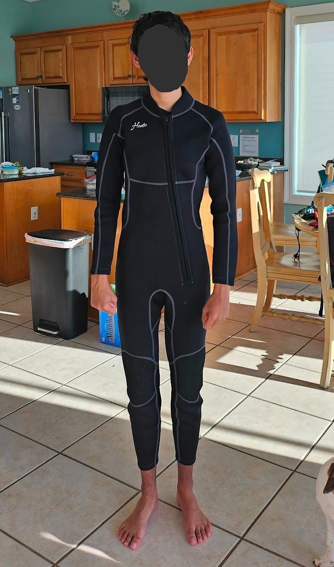 Hevto Men Wetsuit 3/2mm Neoprene Front Zipper for Surfing Diving | 16 Size Options with Regular Short and Tall Fits Wet Suit in Cold Water for Swimming Snorkeling Kayaking and SUP customer photo 2