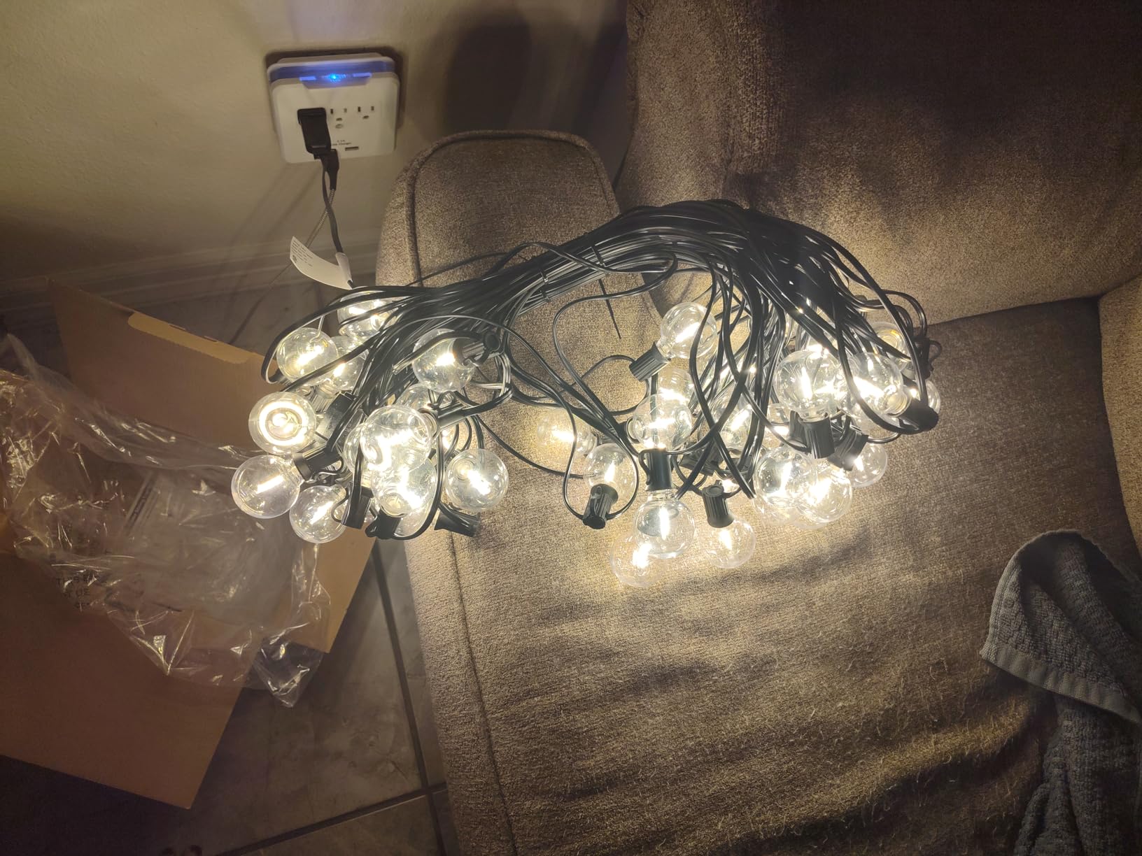 Mlambert 100Ft LED Outdoor String Lights, Dimmable Patio Lights, Waterproof Shatterproof 53 G40 Globe Bulb String for Backyard Bistro-Black 1 Pack customer photo 2