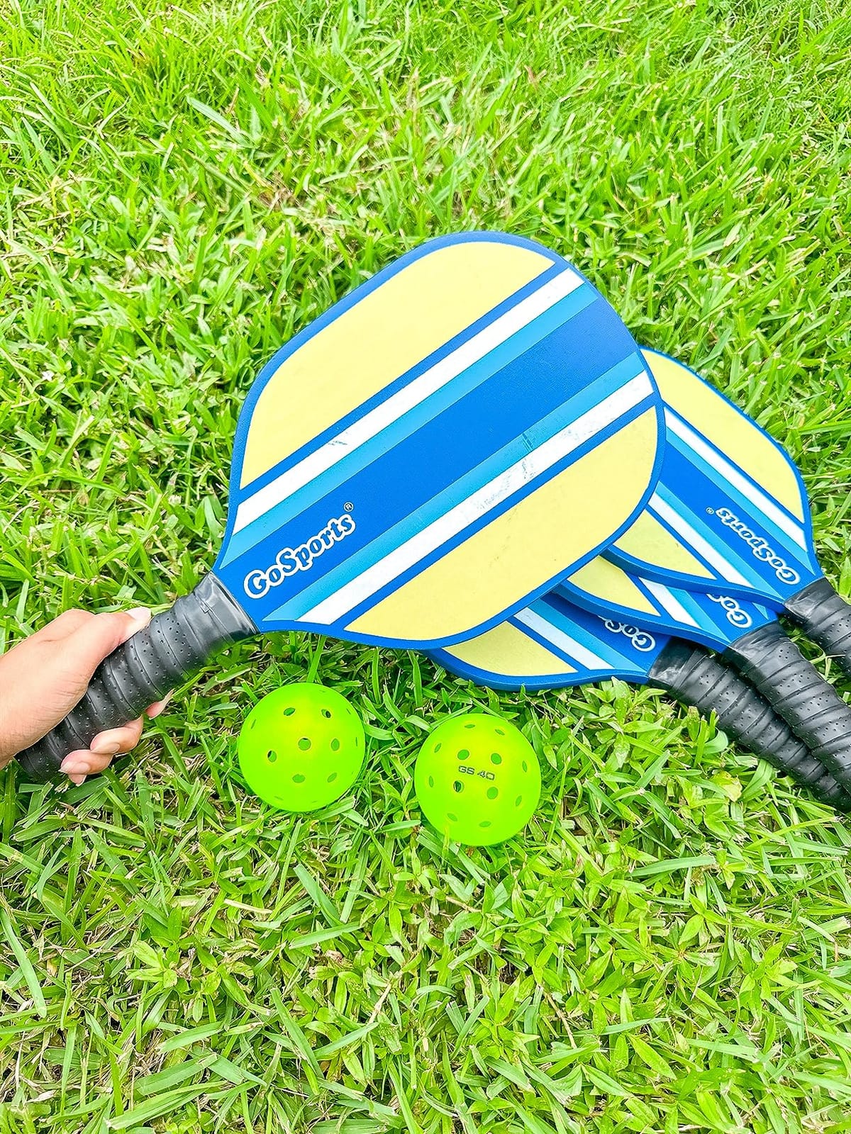 GoSports Pickleball Sets - Classic, Retro, Steel Blue, or Yellow - Includes 4 Paddles, 4 Regulation Pickleballs and Carry Case customer photo 2