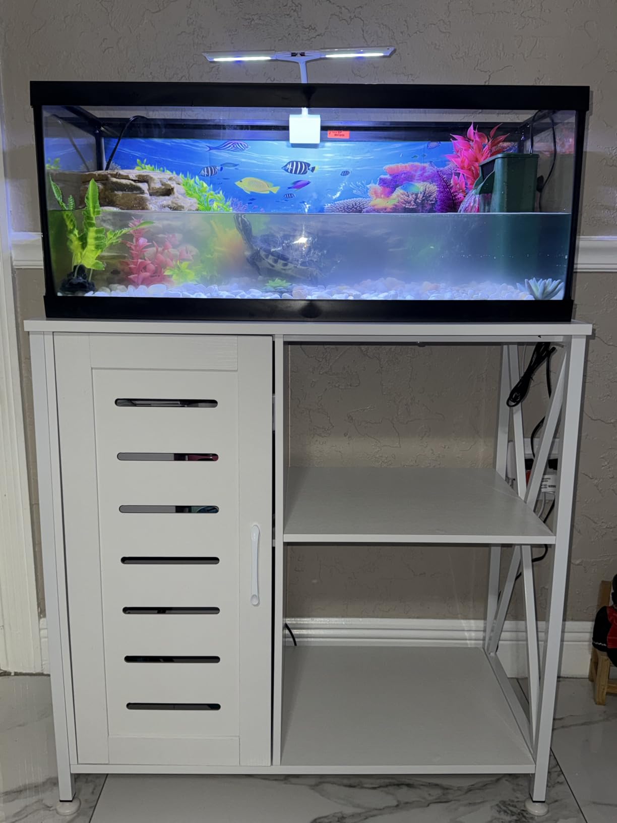 Herture 40-50 Gallon Fish Tank Stand, Aquarium Stand with Cabinet Accessories Storage, Heavy Duty Metal Frame, 40.55