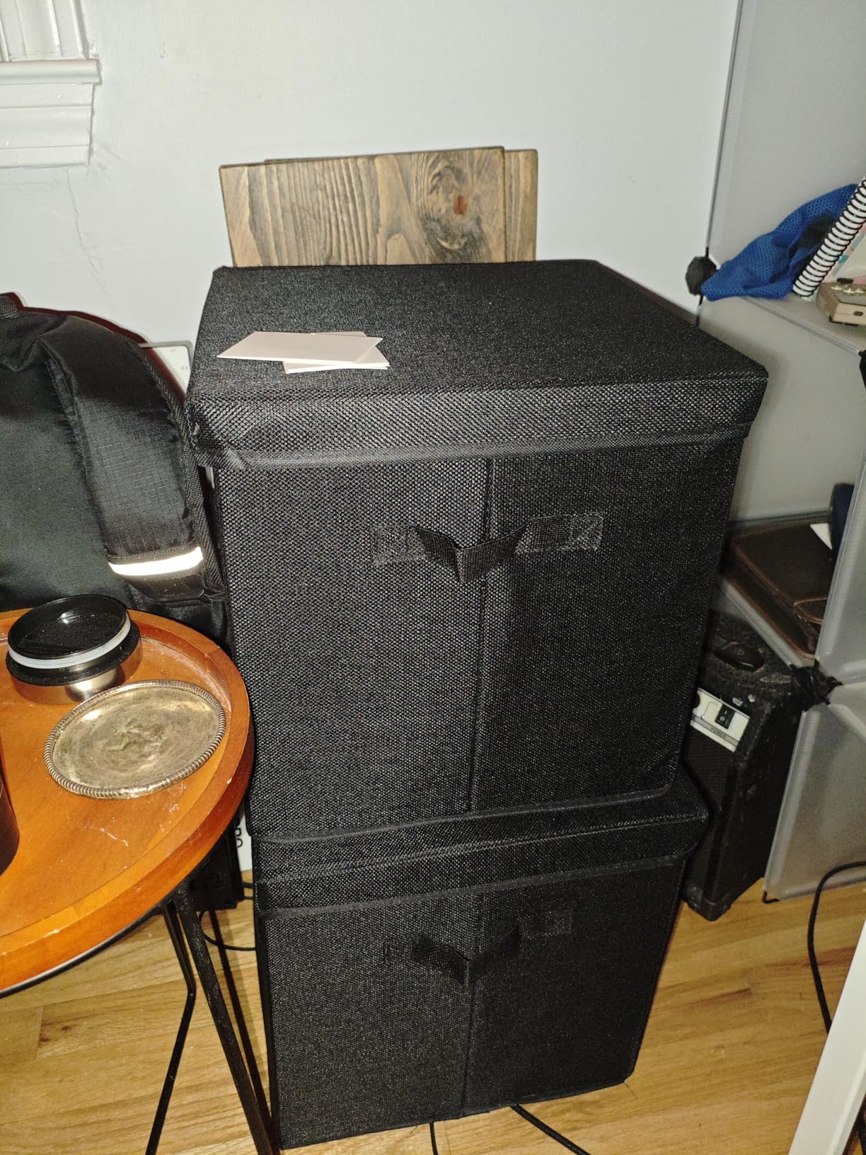 Sturdy Vinyl Record Storage Box - Album Storage Holds up 50+ Single Record | LP Storage Organizer Crate With Lid, Decorative Moving Box For Records, Solutions to Protect Your Precious Collection Black customer photo 2