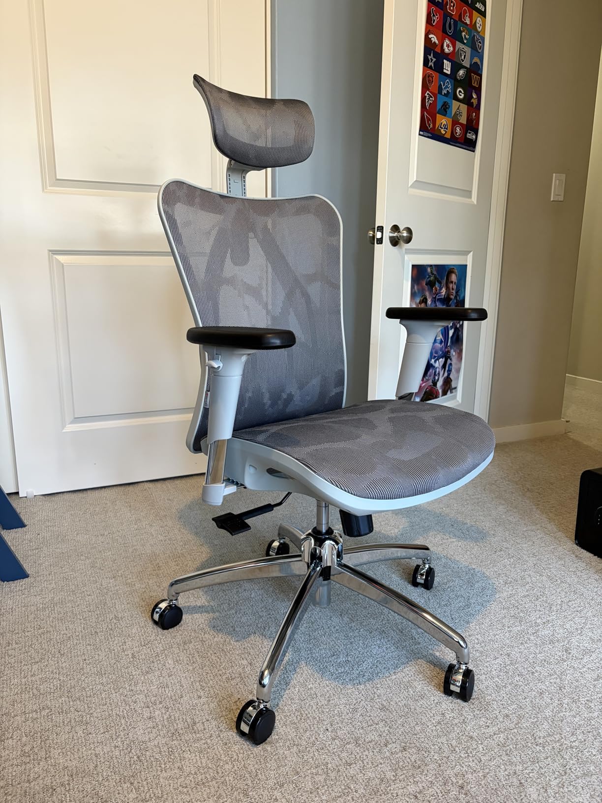 SIHOO M57 Ergonomic Office Chair, Mesh Back Desk Chair with 3D Armrests | Lumbar Support & Adjustable Headrest, Comfortable Computer Chair, Office Chair Hold 330 LBS, Home Office - Light Grey customer photo 2