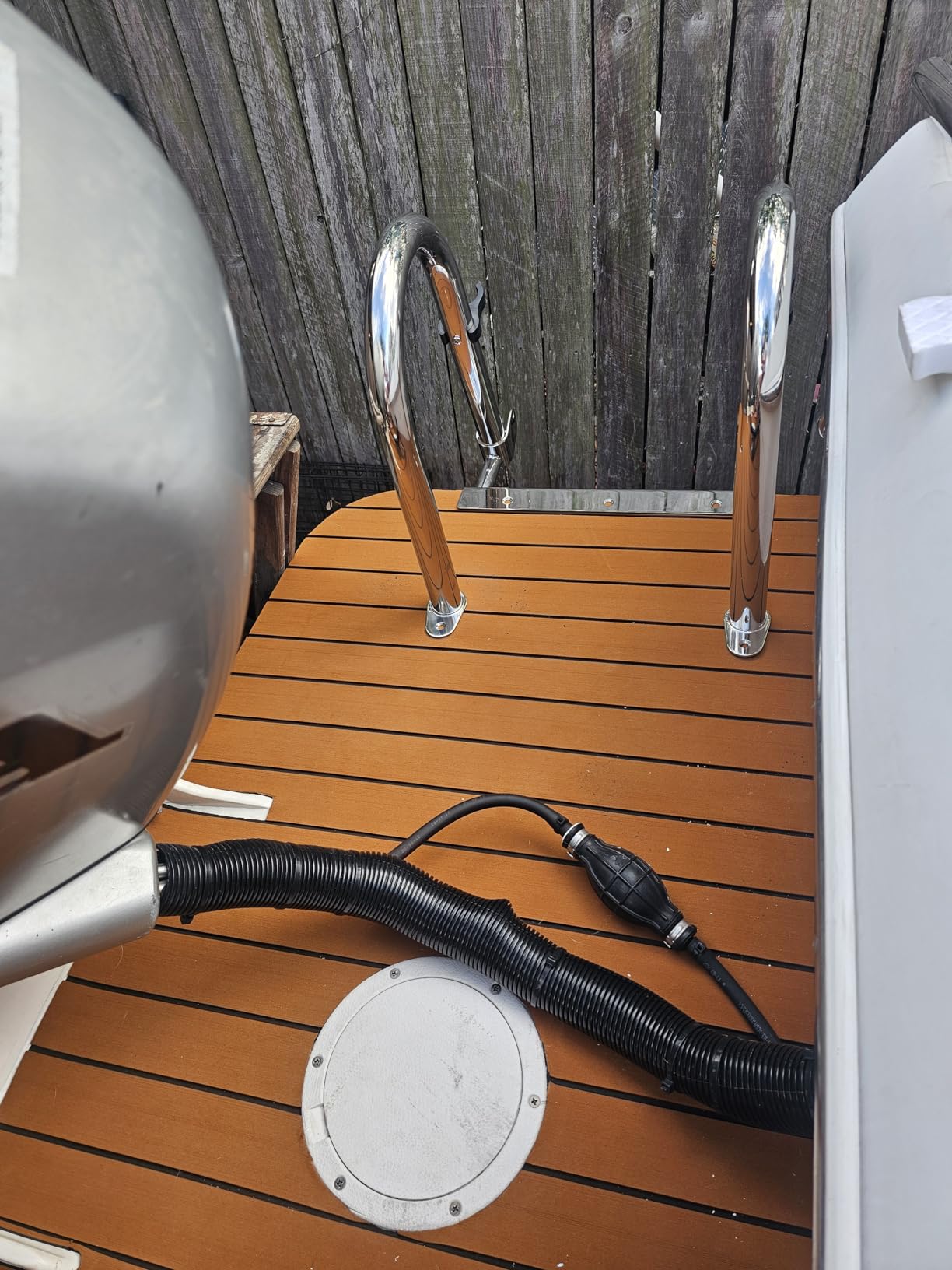 Heavy Duty Pontoon Boat Ladder, 316 Stainless Steel 4 Step Folding Ladder | Telescoping, Rear Entry Inboard, All Welded Reinforce, Wide Steps, Strong Handrails, Inboard Ladder, Dock Swim Deck Ladder customer photo 1