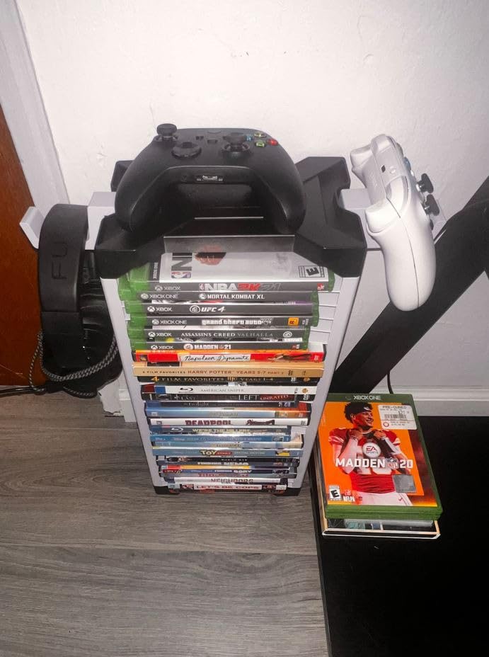 Mcbazel Video Game Storage Stand Tower for PS5/PS4/NS Switch/Switch2/Xbox, Video Game Disk Storage & Controller Headset Holder Kit, Game Disc Holder Vertical Stand Organizer Tower customer photo 2