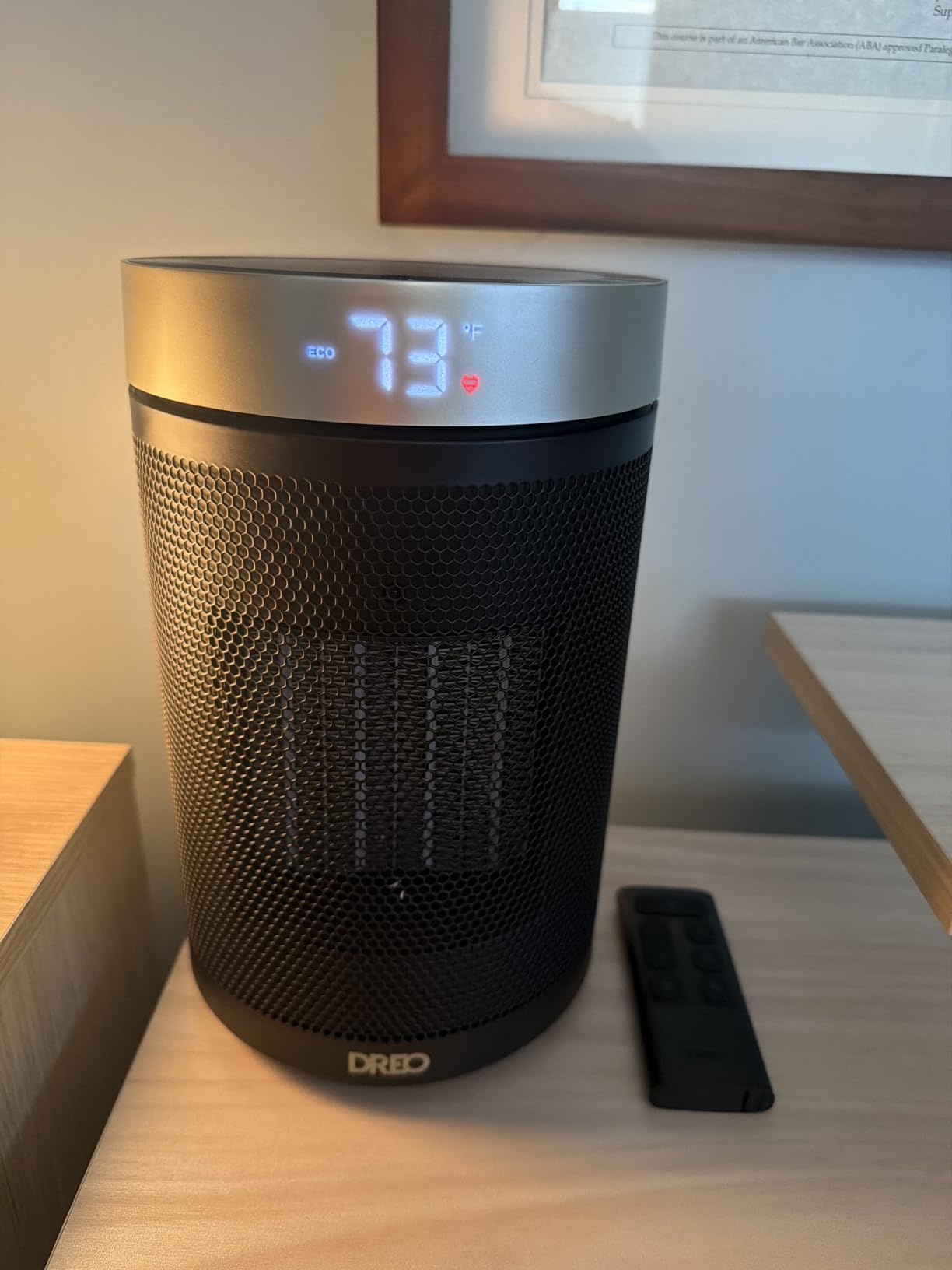 DREO Space Heater, Portable Electric Heaters for Indoor Use with Thermostat | 2026 Upgraded, 34dB Quiet, 12H Timer, 5 Mode, Remote, 1500W PTC Ceramic Fast Safety Heat for Office Bedroom Home, Gold customer photo 2