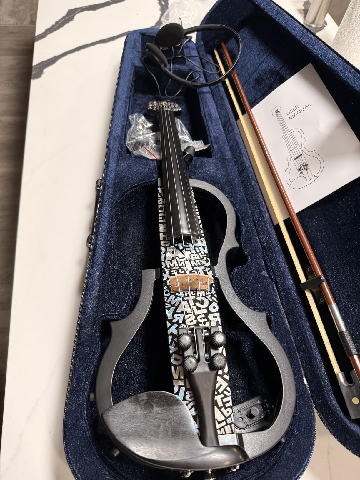 Premium Carbon Fiber Electric Violin Full Size 4/4, Professional Silent Electric Violin for Adults, Teens, Electric Fiddle with Pro Pick up-ZNDS-2304 customer photo 1