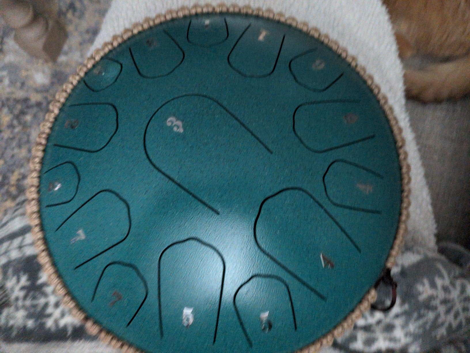 HOPWELL Steel Tongue Drum - 13 Inches 15 Notes Tongue Drum - Hand Pan Drum with Music Book, Handpan Drums Mallets and Carry Bag, D Major (Malachite Green) customer photo 2