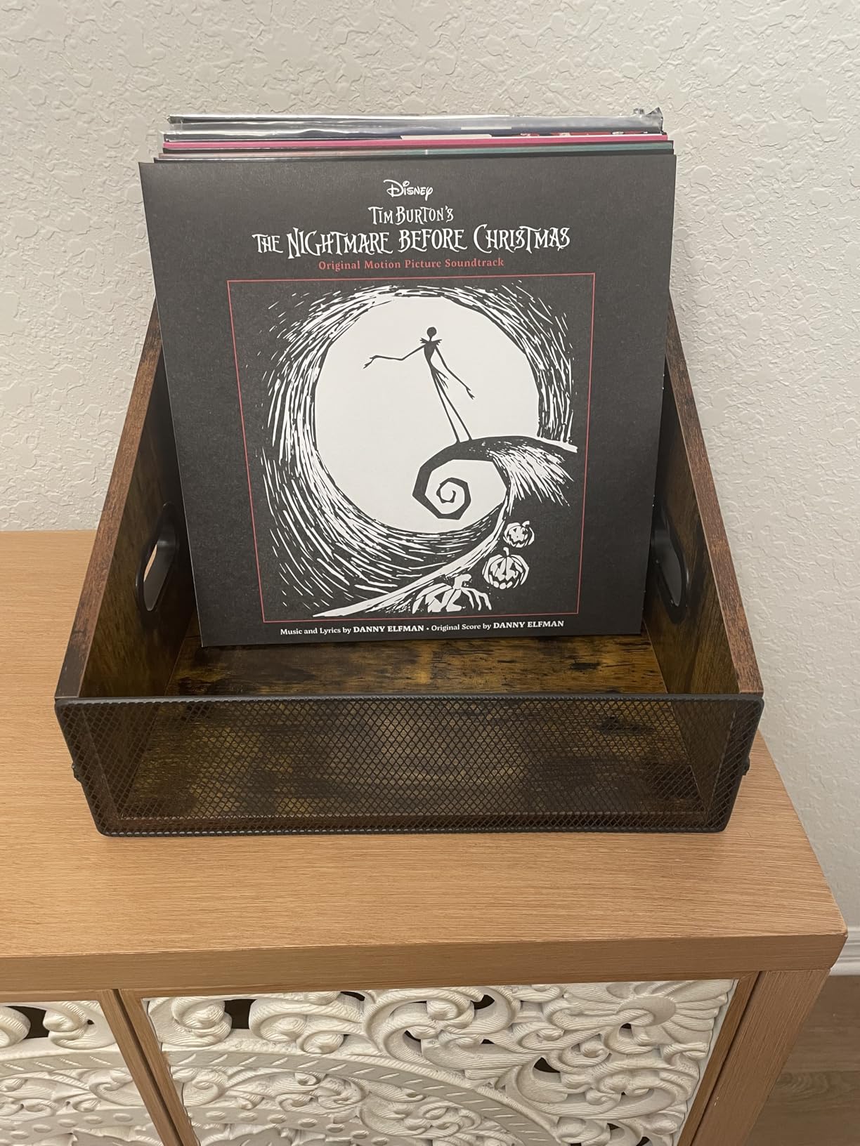 3-Tier Vinyl Record Storage Crate, Holds 60+ LP Albums, Retro Wood & Metal customer photo 2