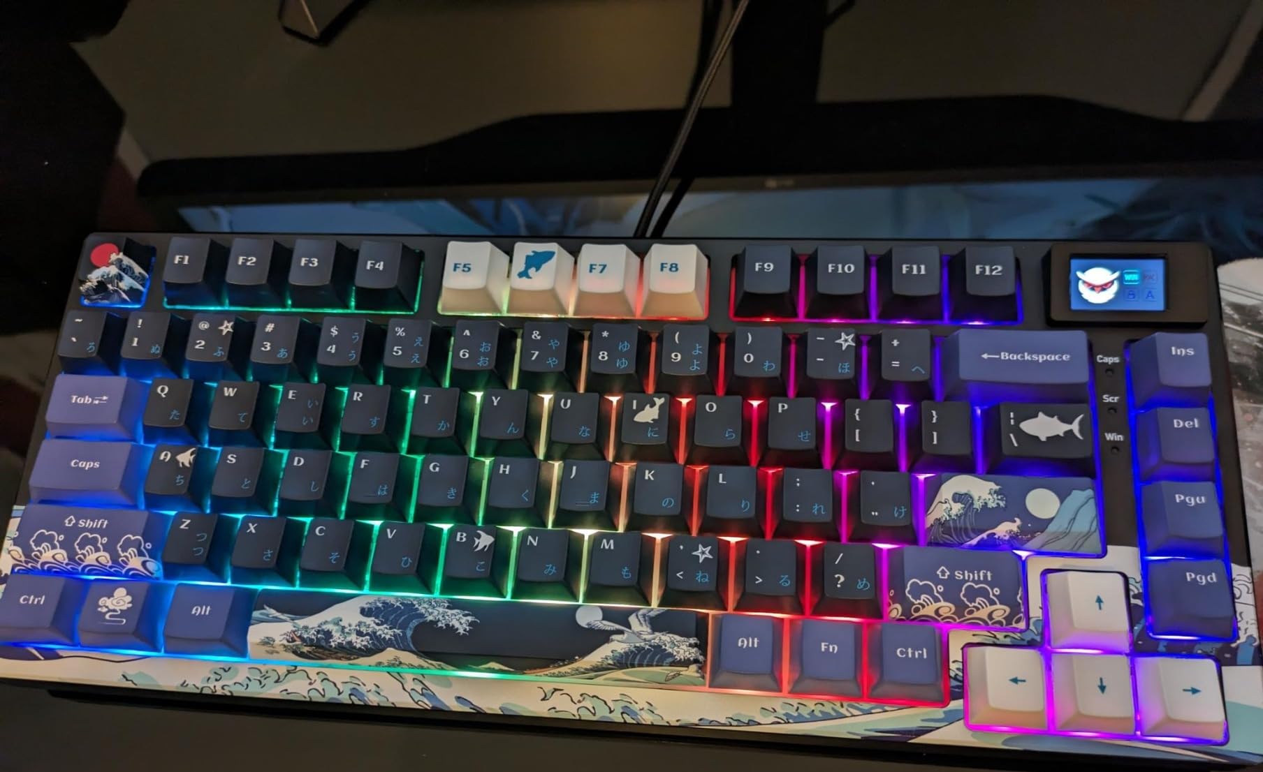 Womier SK80 75% Keyboard with Color Multimedia Display Gaming Keyboard | Creamy Sound Mechanical Wired Hot Swappable Gasket RGB Custom Key board, Pre-lubed Stabilizer for Mac/Win, Black Kanagawa customer photo 1