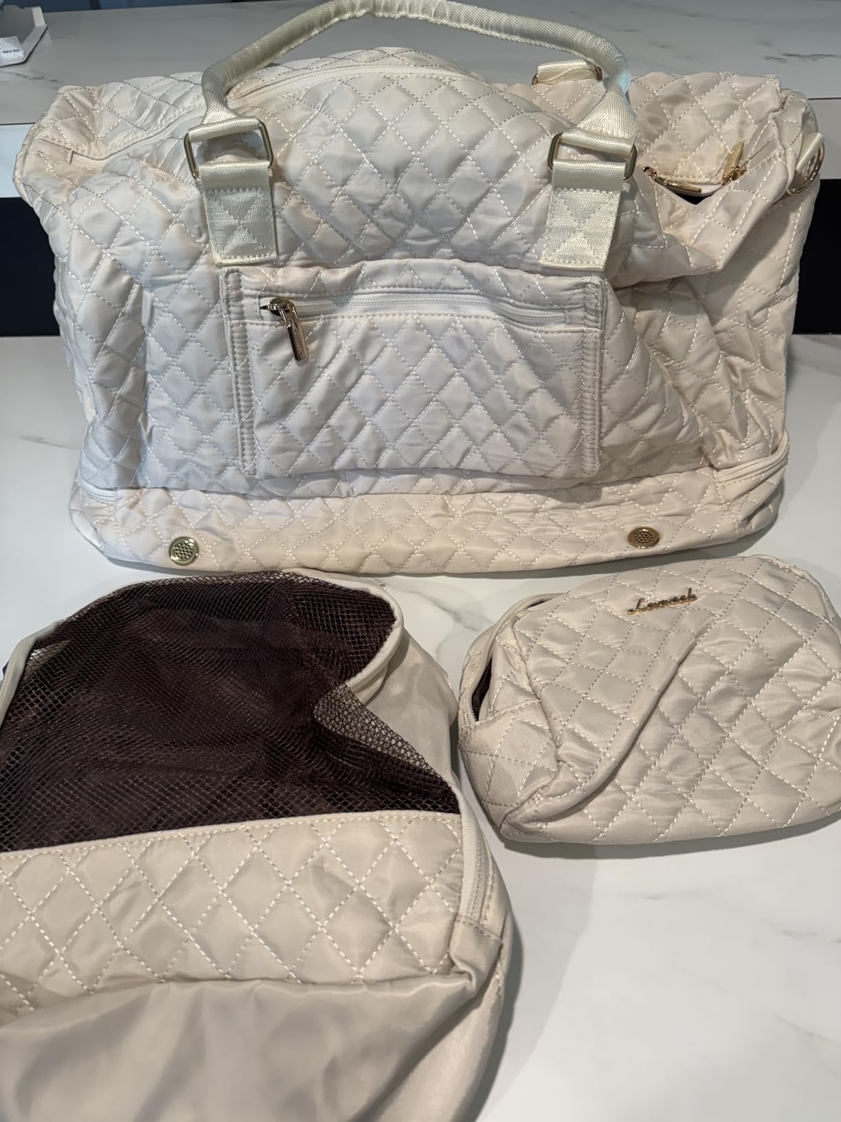 LOVEVOOK Travel Duffle Bag for Women, Weekender Overnight Bag with Shoe Compartment, Carry on Bag with Toiletry Bag, Gym Duffel Bag with Wet Pocket, Hospital Bags for Labor and Delivery 3 Pcs Set customer photo 1