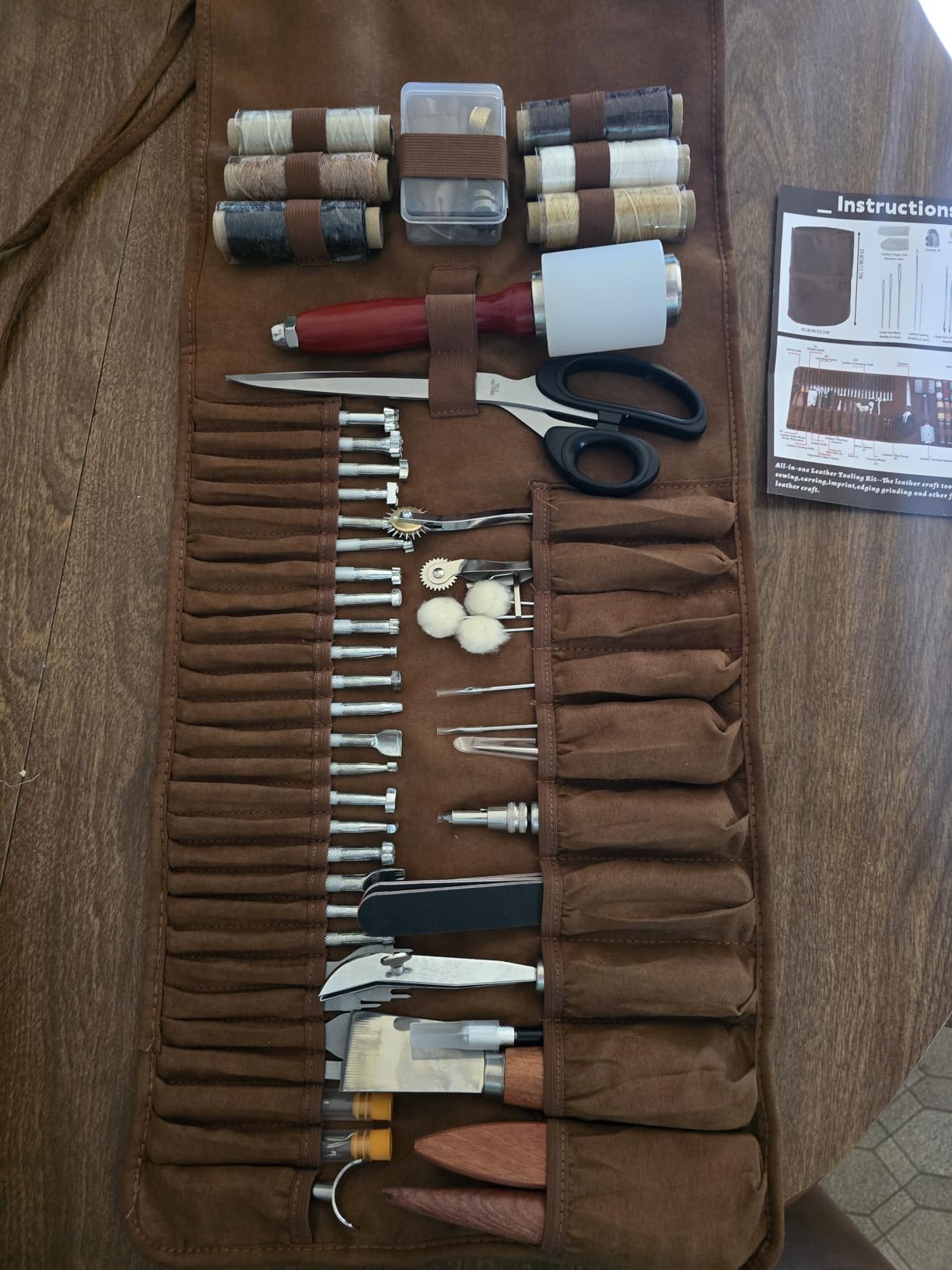 TLKKUE Leather Working Tool Leatherworking Tool Kit for Carving Punching | Custom Storage Bag, Sewing Stamping, Essential Supplies for DIY Leather Crafts customer photo 2