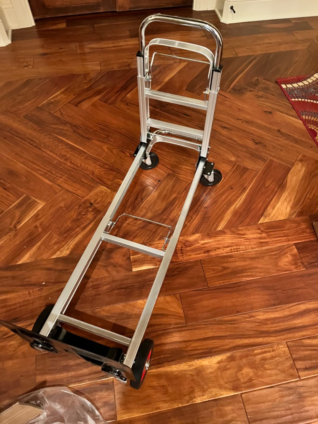Suzhi Convertible Hand Truck Dolly Cart with Wheels Heavy Duty/with 4 Wheels&Brakes /1000Lbs Load, 2 Straps for Furniture/Appliance/Carton/Warehouse/Office /10 Minutes to Install as Video customer photo 1