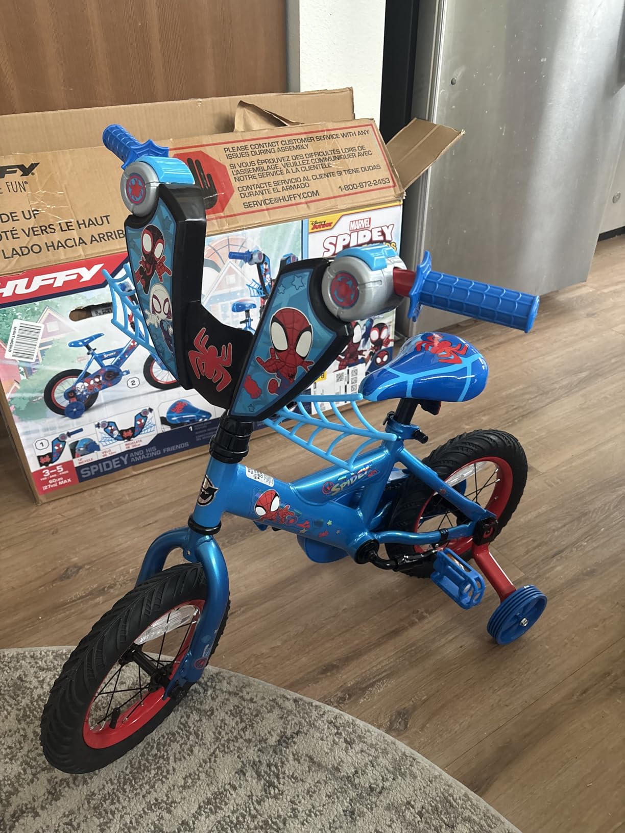 Huffy Disney and Marvel 12/16 Inch Boys Bikes, Multiple Color Options | Spider-Man, Lightning McQueen, Spidey and His Amazing Friends, Removable Training Wheels, EZ Build Assembly, Children customer photo 1