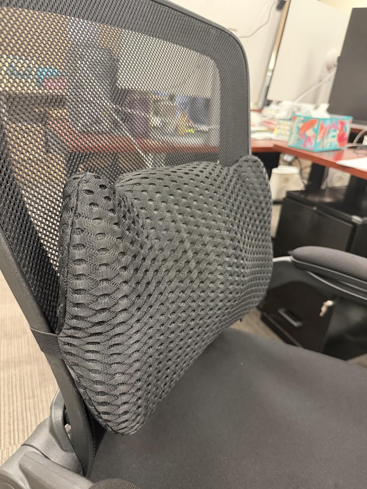Lumbar Support Pillow for Office Chair, Memory Foam Car Back Cushion | Lumbar Pillow Lower Back with 4d Mesh Cover Adjustable Straps, Ergonomic Chair Back Pillow for Office, Car, Gaming Chairs customer photo 1