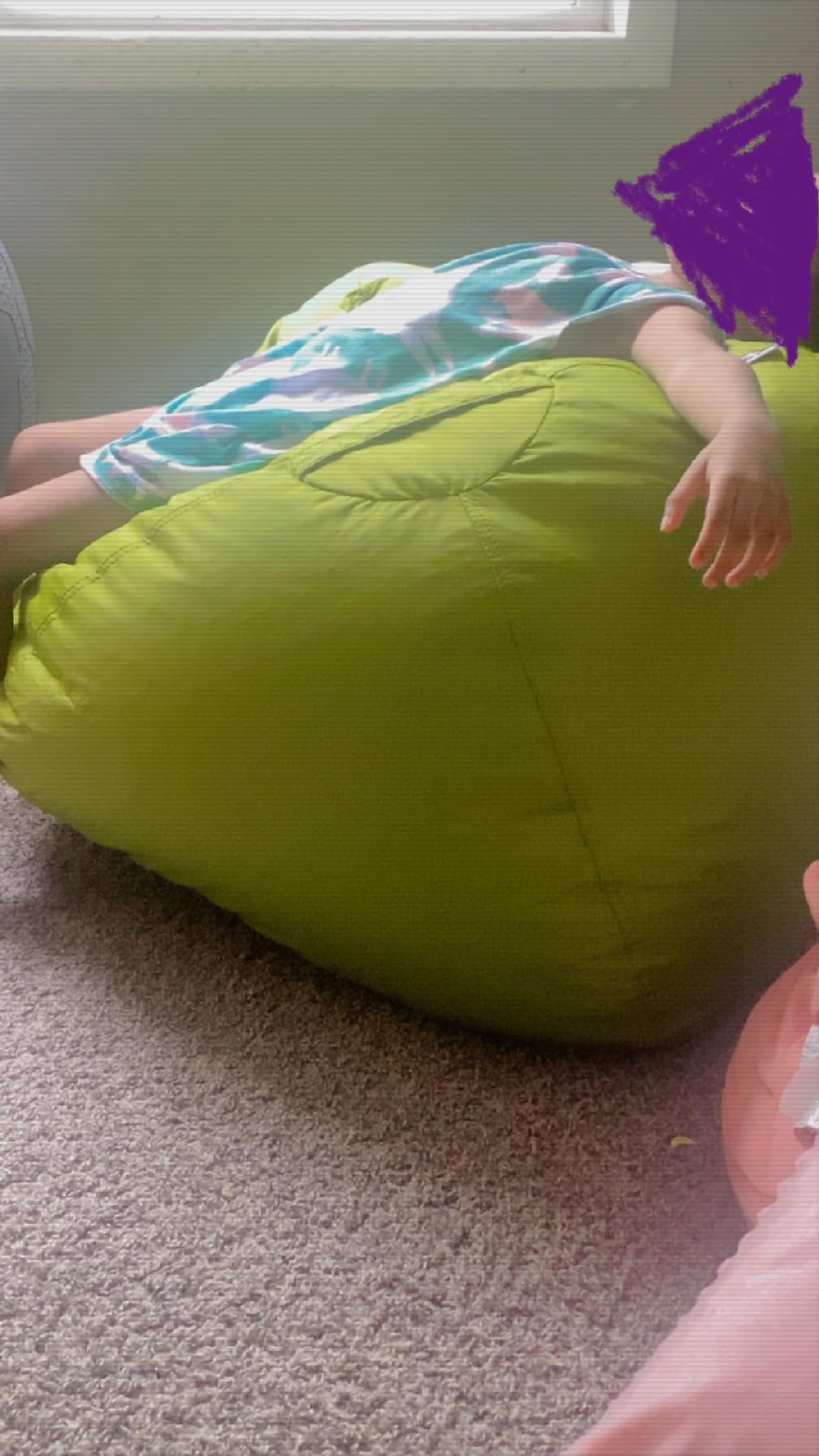 Big Joe Classic Bean Bag Chair for Kids Bedroom and Reading Nook, Easy-Clean Mini Clouds Oat, Durable Nylon Polyester Blend, 2 feet Refillable customer photo 1
