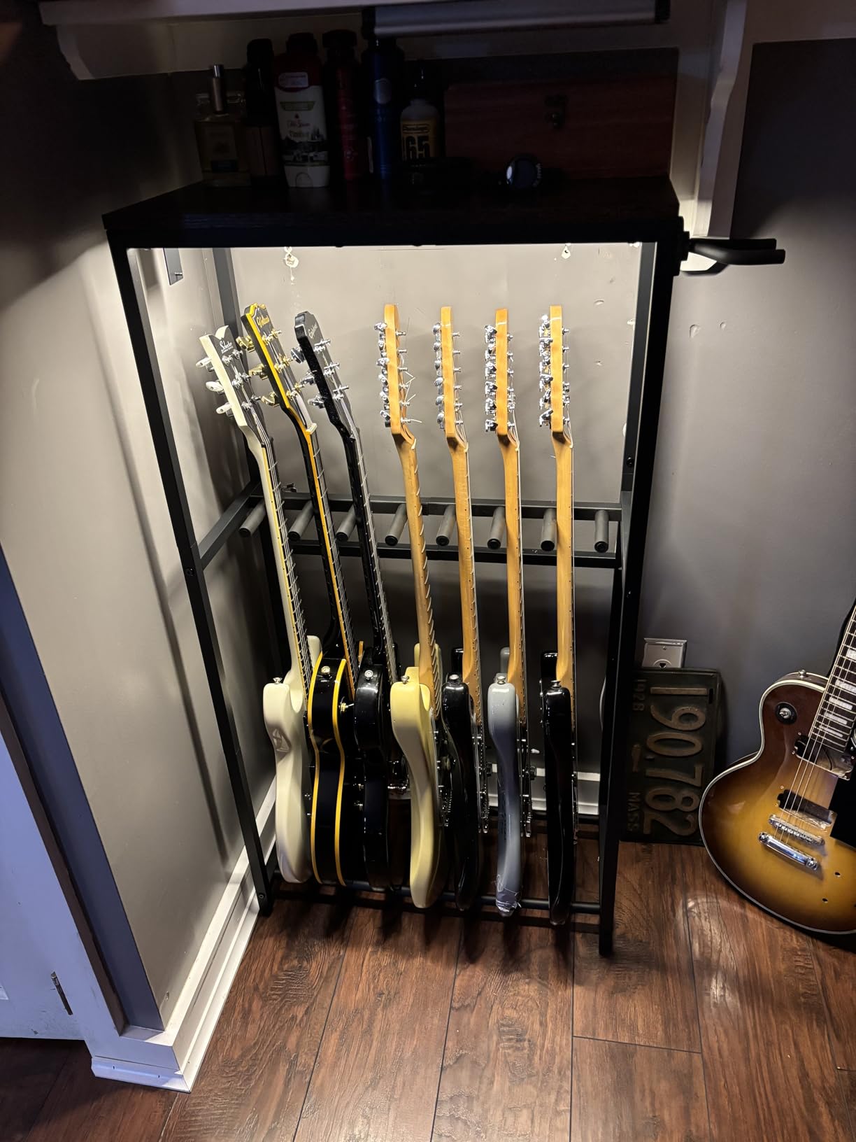 MAHANCRIS Guitar Stand, Guitar Rack for Acoustic Holder, Electric Guitar, Bass, Multiple Guitar Rack Holder for Guitars, for Home Music Studio, Black customer photo 1