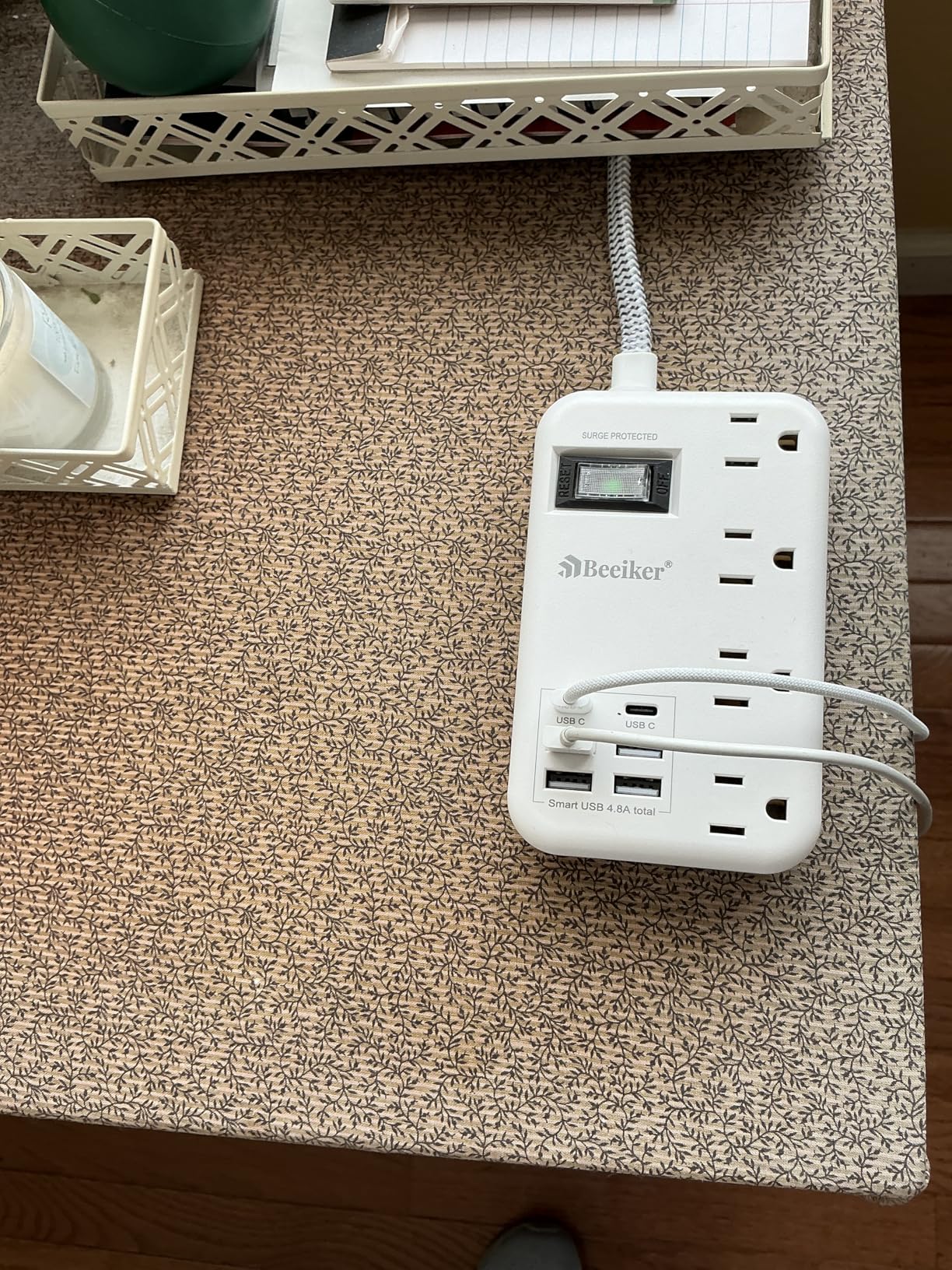 6 USB Travel Power Strip, 4 Outlets, 5Ft Extension Cord, Surge Protector, 13A | 2 USB C, 6 USB Charging Station, 5Ft Braided Extension Cord, Surge Protector, Switch, Wall Mount, Flat Plug, For Travel Office Dorm customer photo 2