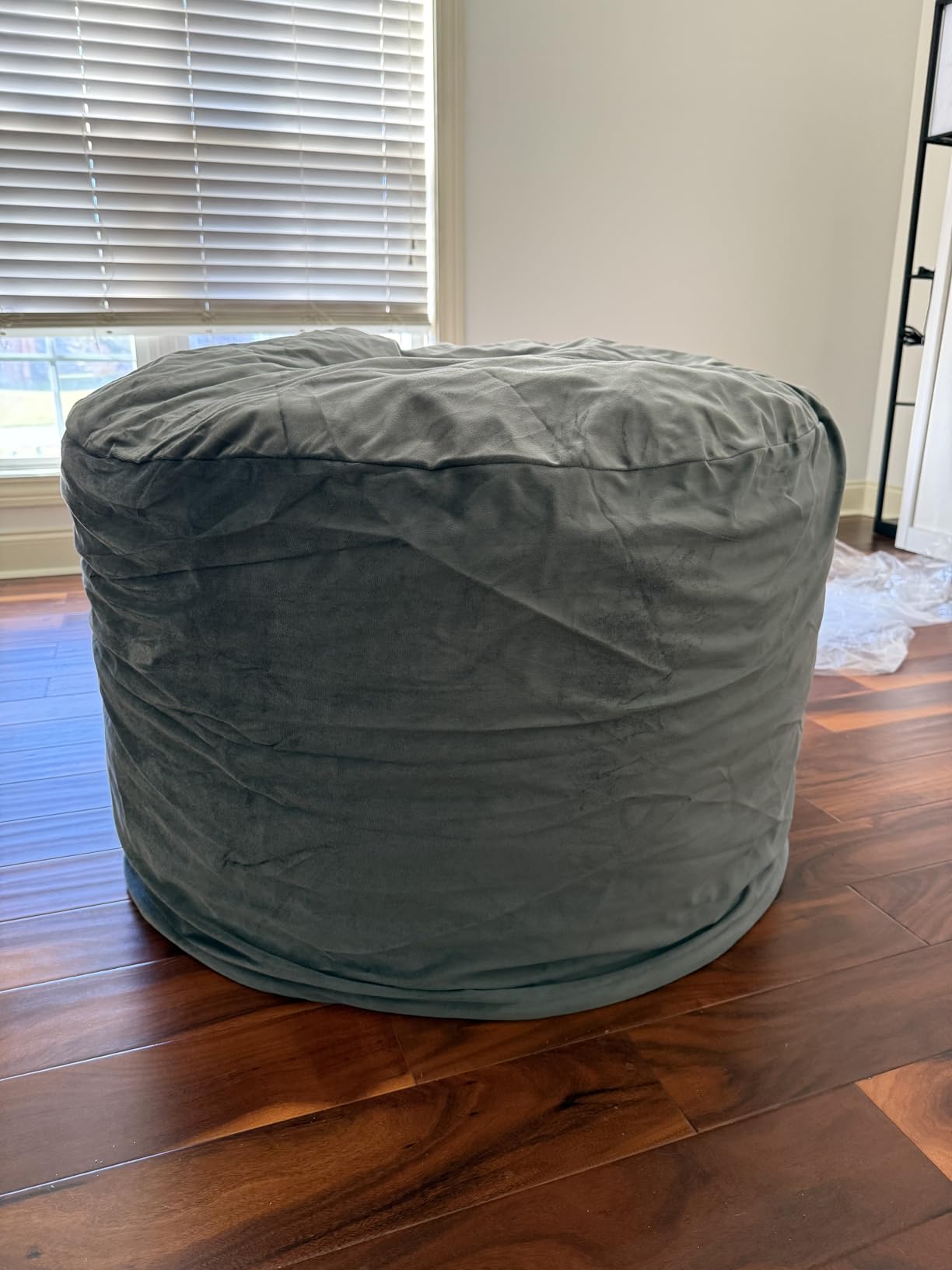 3 Feet Bean Bag Chair - BeanBag Chairs for Adults, Living Room Furniture Sofa with Soft Micro Fiber Cover, Round Fluffy Couch for Bedroom College Dorm, Grey customer photo 1