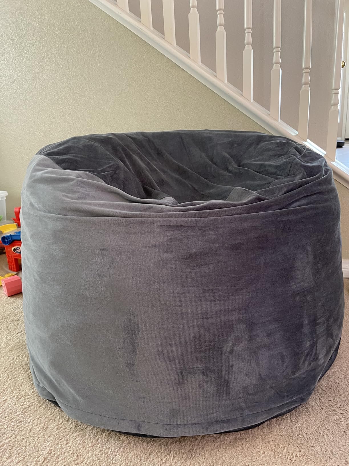 3 Feet Bean Bag Chair - BeanBag Chairs for Adults, Living Room Furniture Sofa with Soft Micro Fiber Cover, Round Fluffy Couch for Bedroom College Dorm, Grey customer photo 2
