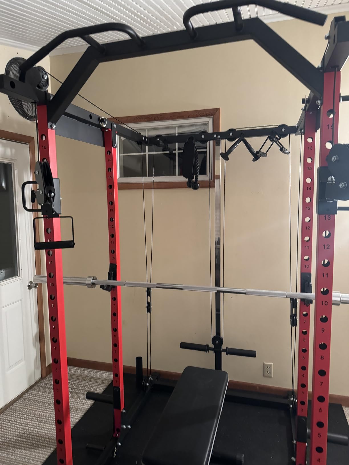 Mikolo Power Cage, Power Rack with Cable Crossover System, 1500LBS Squat Rack with LAT Pull Down System, Workout Cage with Pulley System for Fitness Home Gym customer photo 1