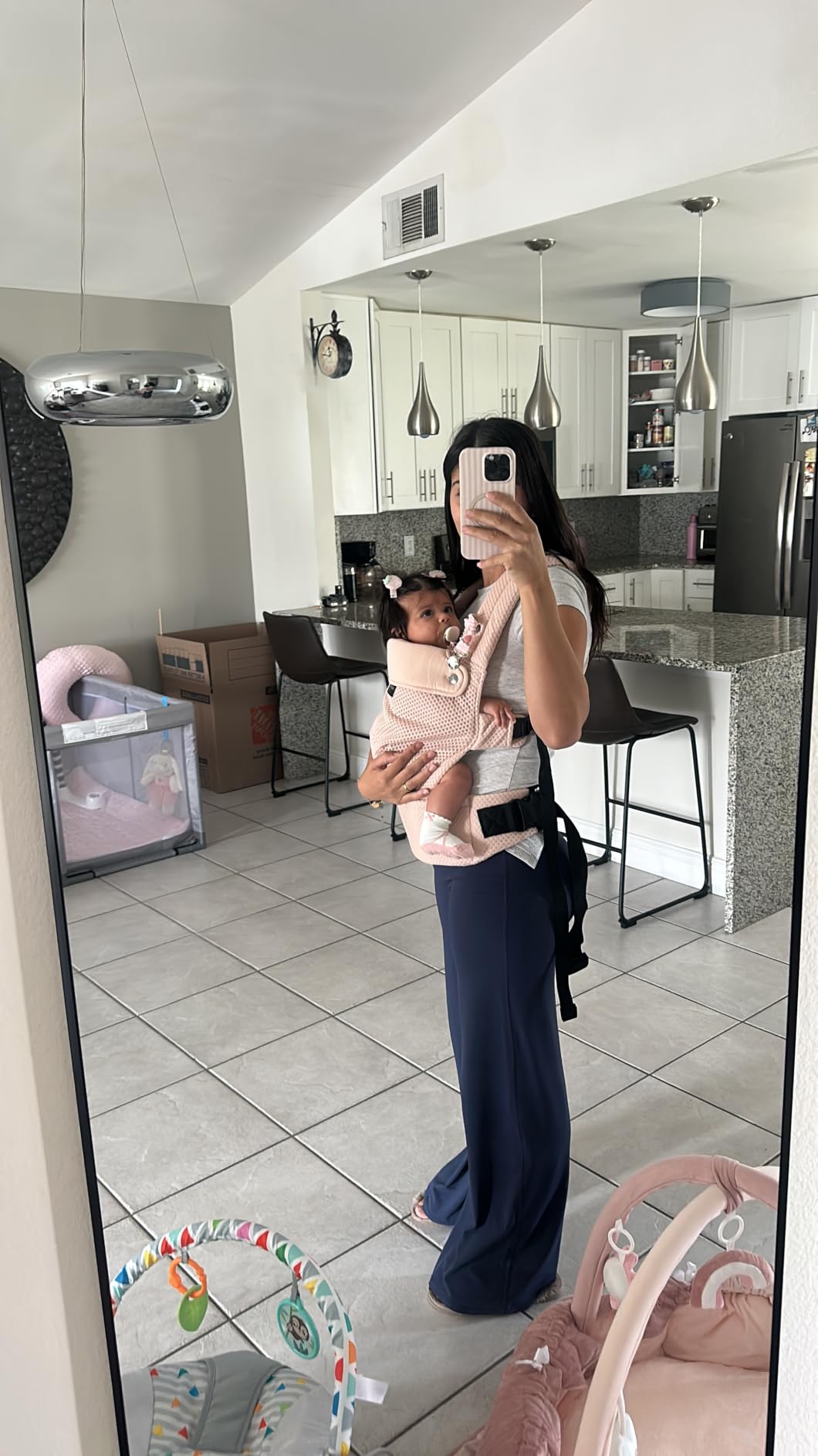 Momcozy PureHug Baby Carrier - Ergonomic, Cozy and Lightweight for 7-45 lbs, 100% Cotton, Khaki customer photo 2