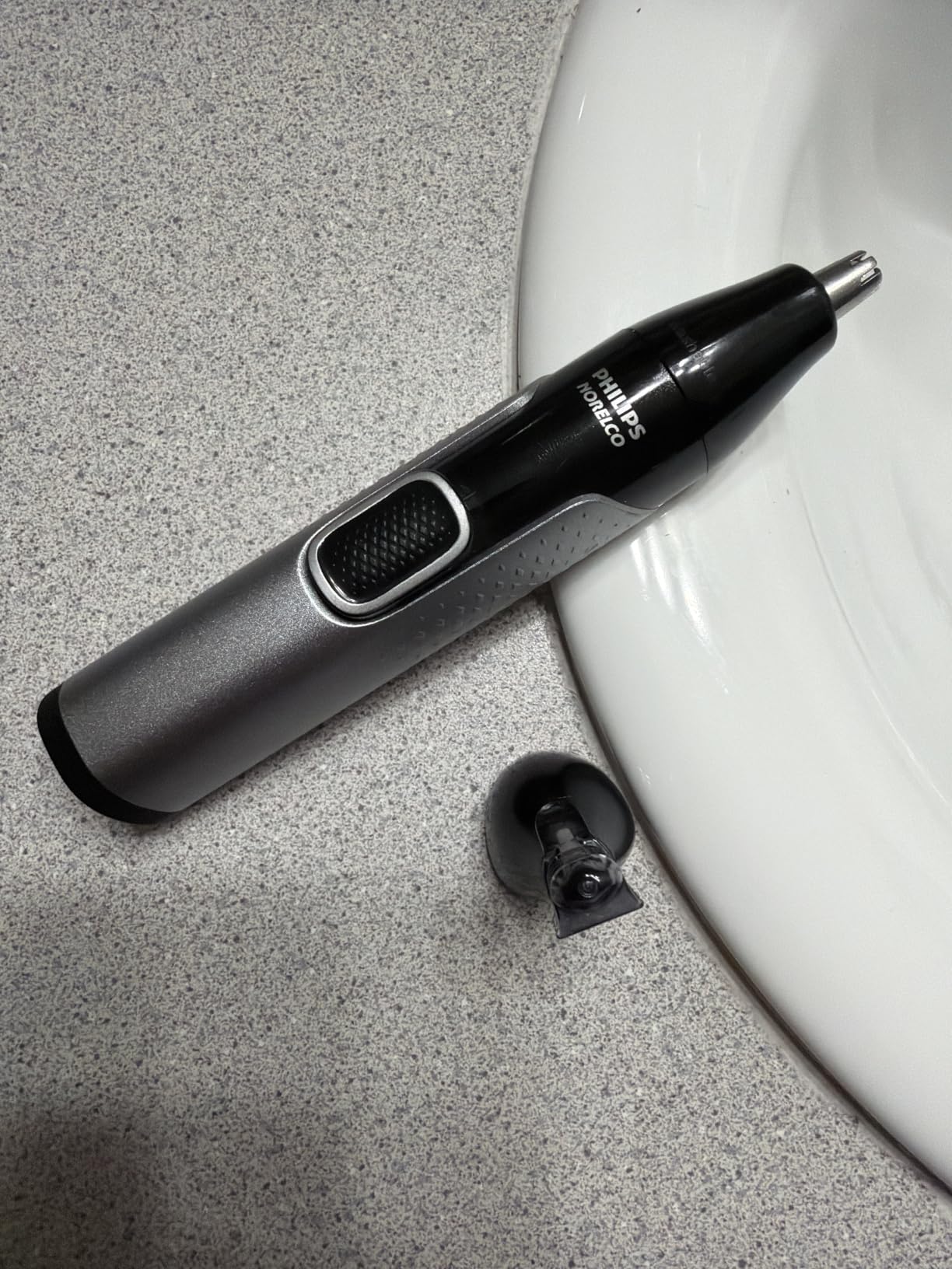 Philips Norelco Nose Trimmer 5000 for Nose, Ears, Eyebrows & Details | Protective Guard System, Dual-Sided Steel Blades, Eyebrow Combs, Rotary & Detail Trimmer, Washable, AA Battery, NT5600/62 customer photo 2