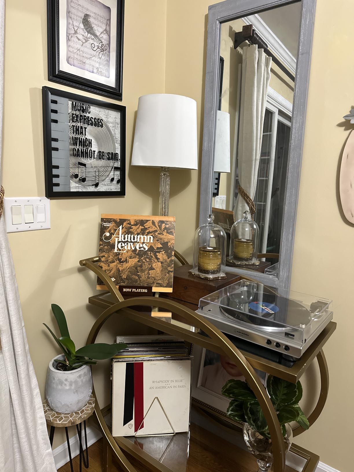 Now Playing Vinyl Record Stand: Classic Brown Wood Record Holder - Vinyl Accessories for LP enthusiasts - Home Desk Decor for Music Lovers customer photo 1