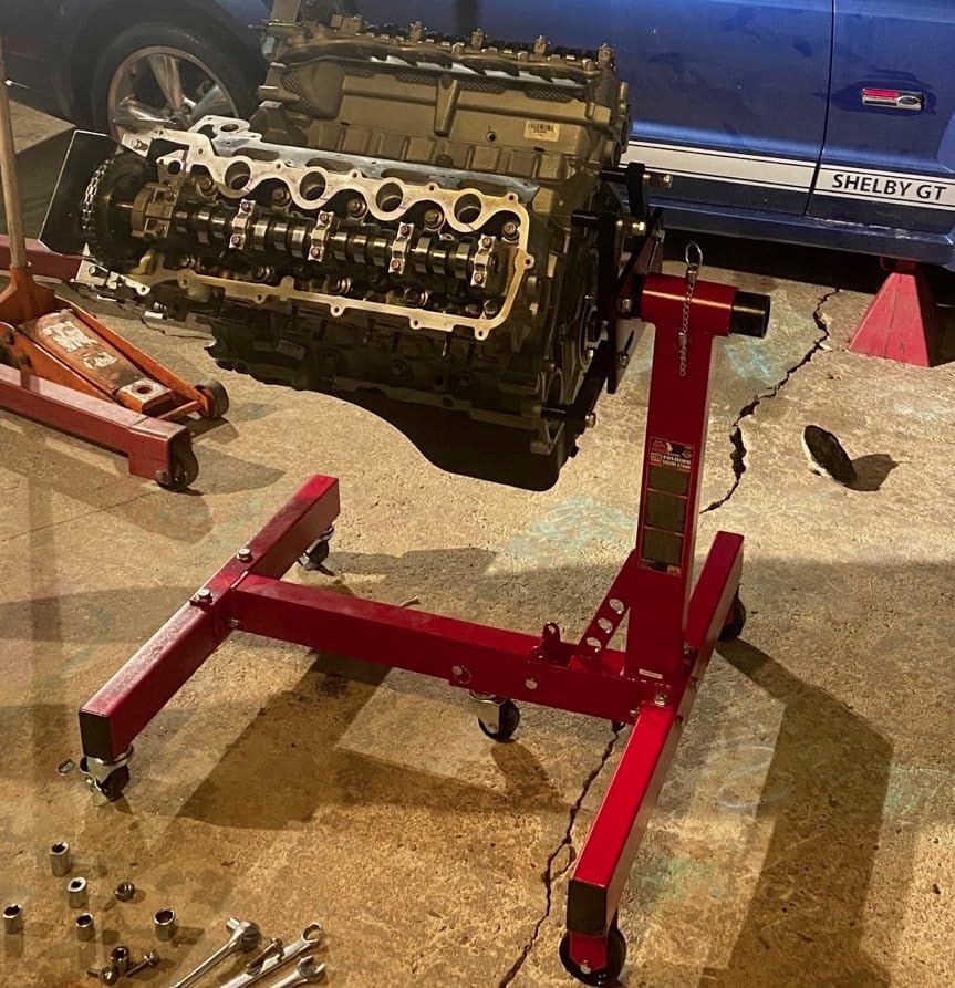 BIG RED Steel Rotating Engine Motor Stand, 3/4 Ton (1,500 lbs) Capacity with Foldable Frame, 5 Casters, 4 Adjustable Arms, 360 Degree Rotating Head customer photo 2