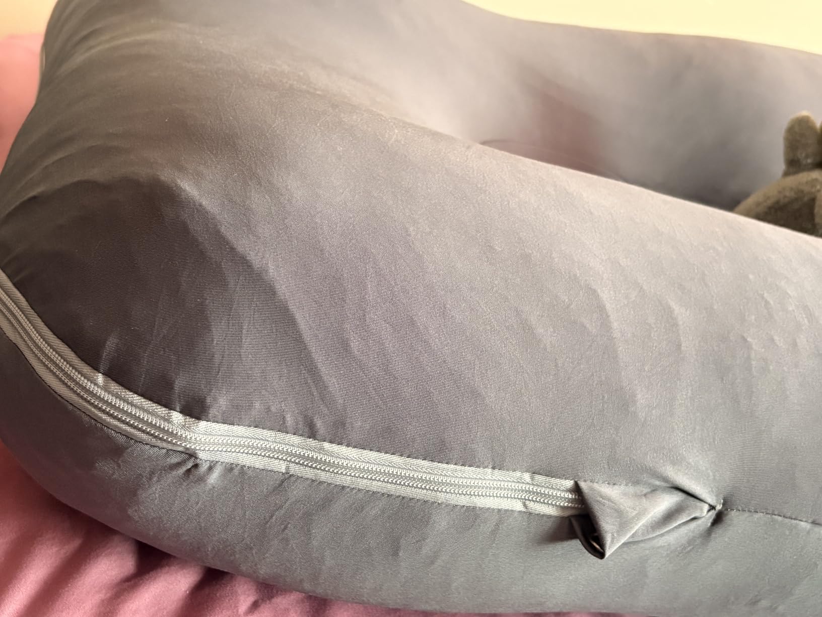 ALLOPERA U Shape Pregnancy Pillow - Full Body Maternity Pillow for Sleeping | Side Sleeper Support for Back, Belly, Hip & Leg, Pregnant Women, Removable & Washable Cover, Adjustable Fill, 57 Inch, Velvet customer photo 1