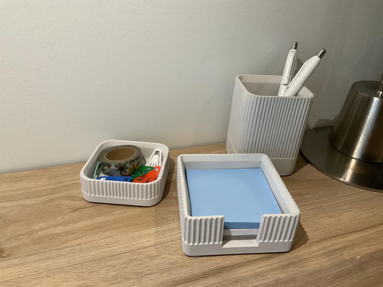 Aesthetic Desk Organizer Set of 3 For Your Office - Sturdy Concrete Desktop Accessories For Women or Men Enhance Any Office Decor - Set incl. Pen Holder, Paperclip Storage and Sticky Note Holder customer photo 1
