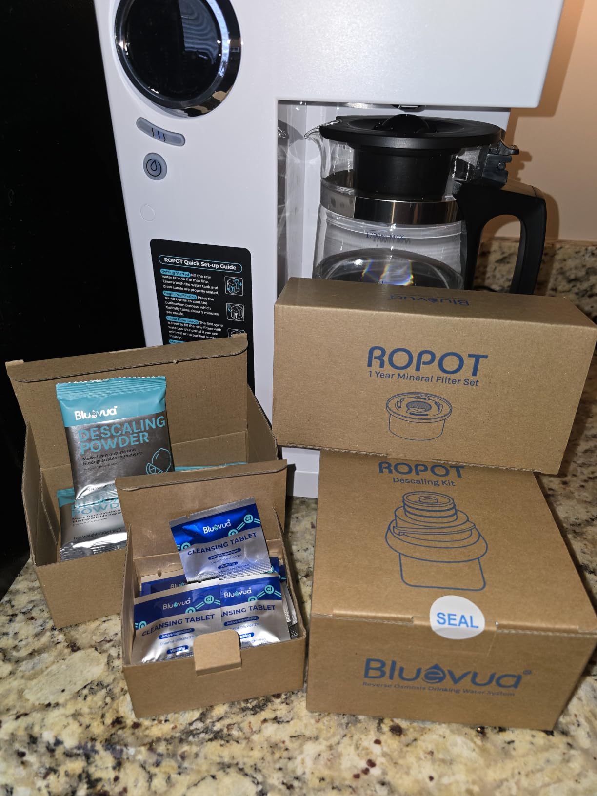 Bluevua RO100ROPOT Countertop Reverse Osmosis Water Filter System | Portable RO Filtration with Remineralization, No Installation, WQA & NSF Certified - ROPOT-UV, 6-Stage RO customer photo 2