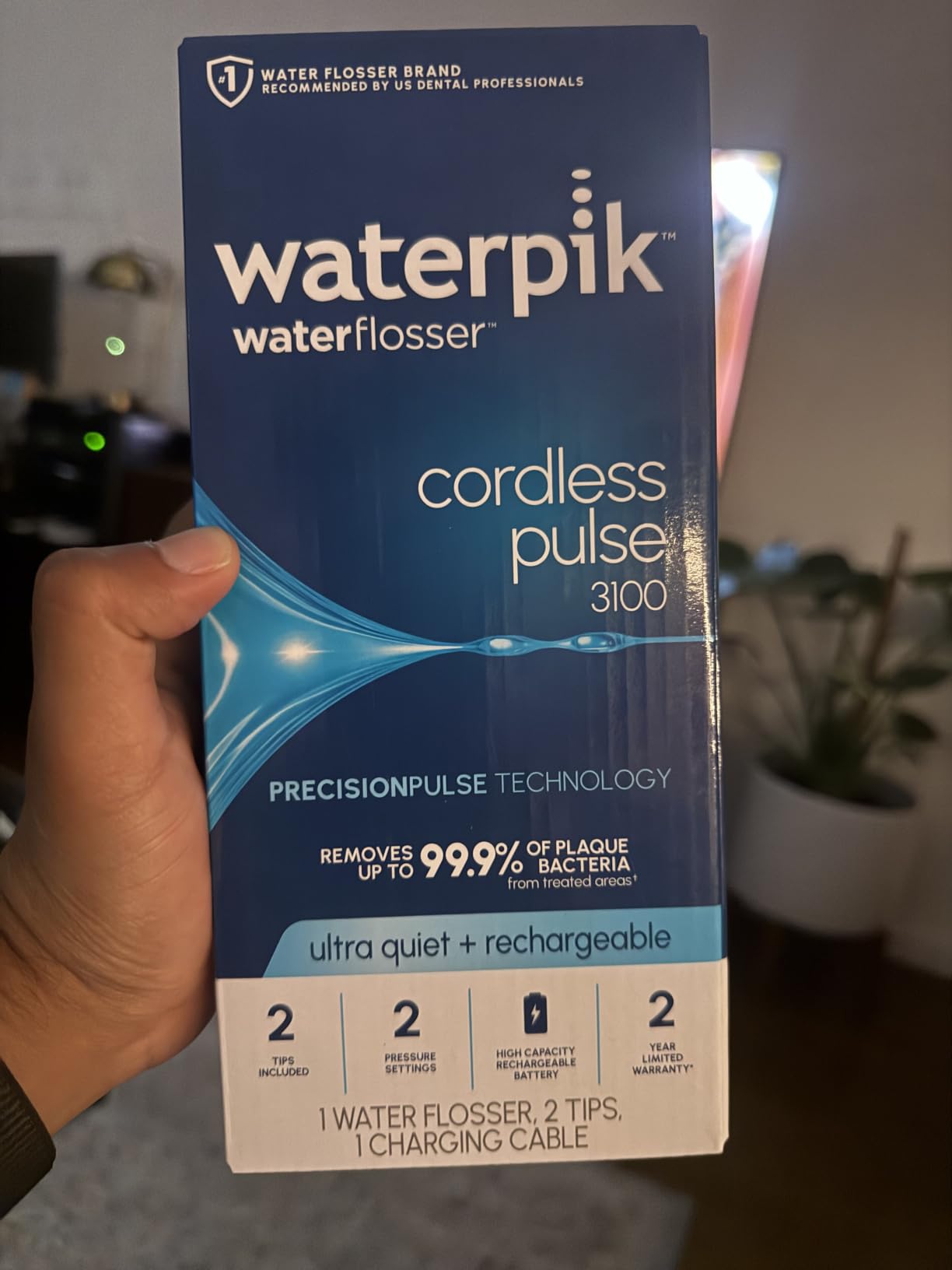 Waterpik Cordless Pulse 3100 Rechargeable Portable Water Flosser for Teeth, Gums, Braces Care and Travel with 2 Flossing Tips, Waterproof for Shower Use, ADA Accepted, WF-20 White, Amazon Exclusive customer photo 2
