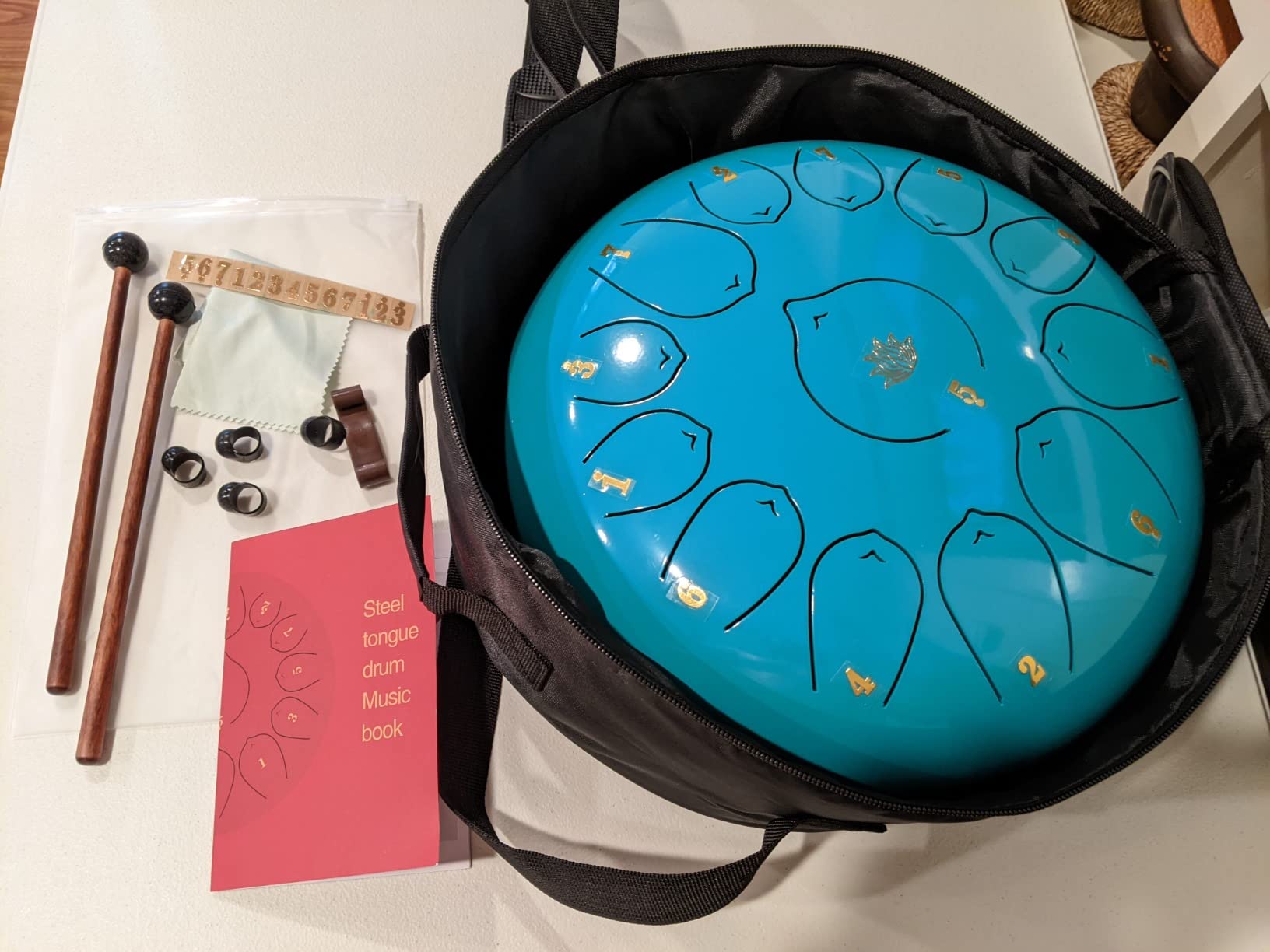 Eavnbaek 22-Inch 10-Notes 440Hz D Minor Kurd Advanced Handpan Drum Blue | Steel Hand Pan Drum Instrument with Soft Bag, 2 Handpan Mallets, Stand and Dust-Free Cloth for Adults and Professionals customer photo 1