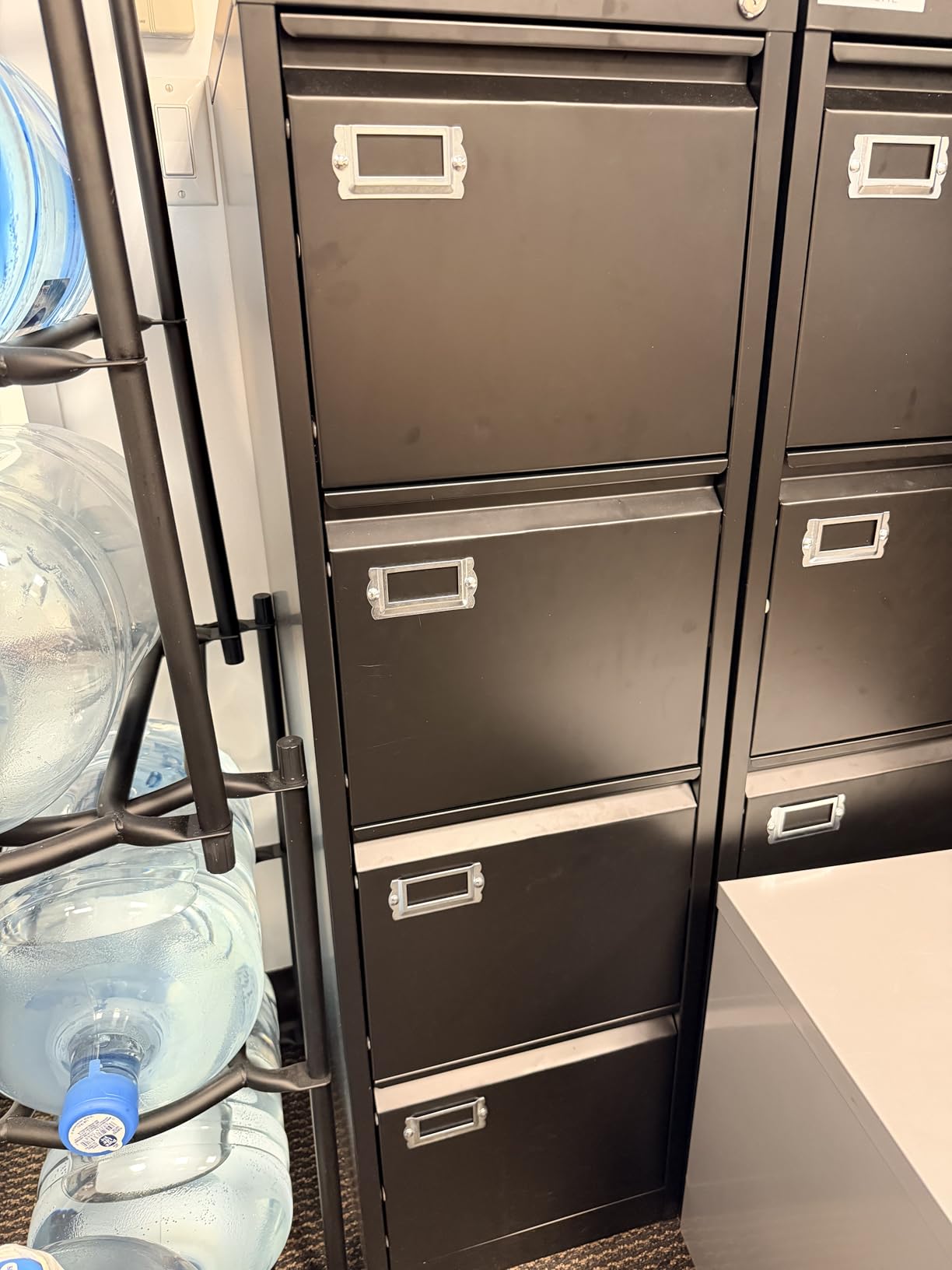 SISESOL 4 Drawer File Cabinet with Lock and Tag, Black Vertical File Cabinet, Narrow Locking Filing Cabinets with Drawers, Metal Filing Storage for Home Office Fit A4 Legal/Letter Size customer photo 1