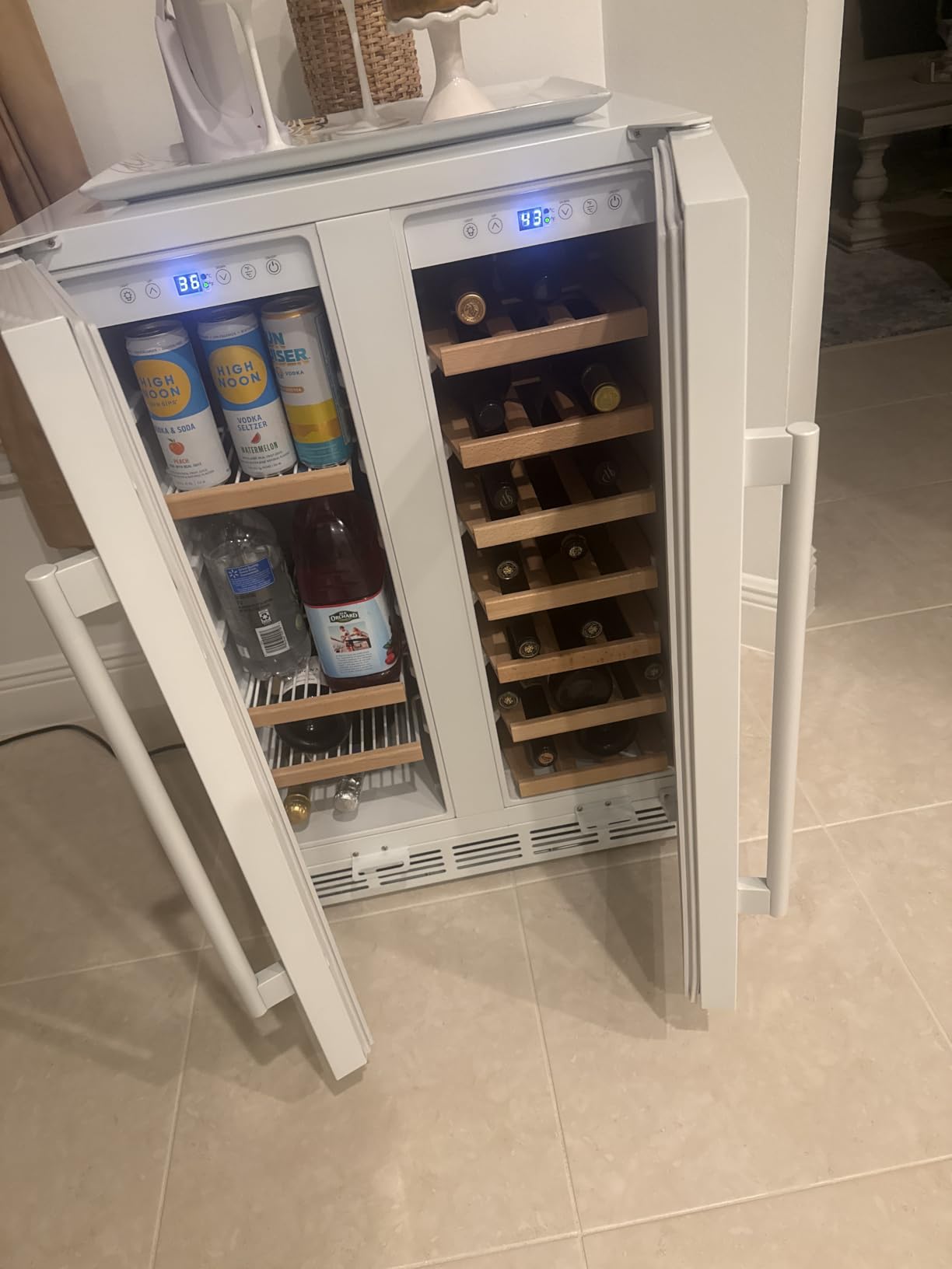Wine and Beverage Refrigerator 30 Inch, Upgrade Dual Zone Wine Cooler, Built in or Freestanding Under Counter Large Capacity Glass Door customer photo 2