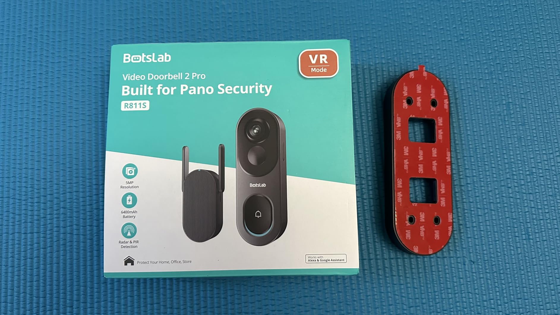 BOTSLAB 5MP Wireless Video Doorbell Camera,180° Head-to-Toe View, AI Motion Detection, VR Mode, Battery or Wired Powered, Package Detection, 32GB SD Card, 6400mAh Battery,Easy Installation,2.4GHz WiFi customer photo 1