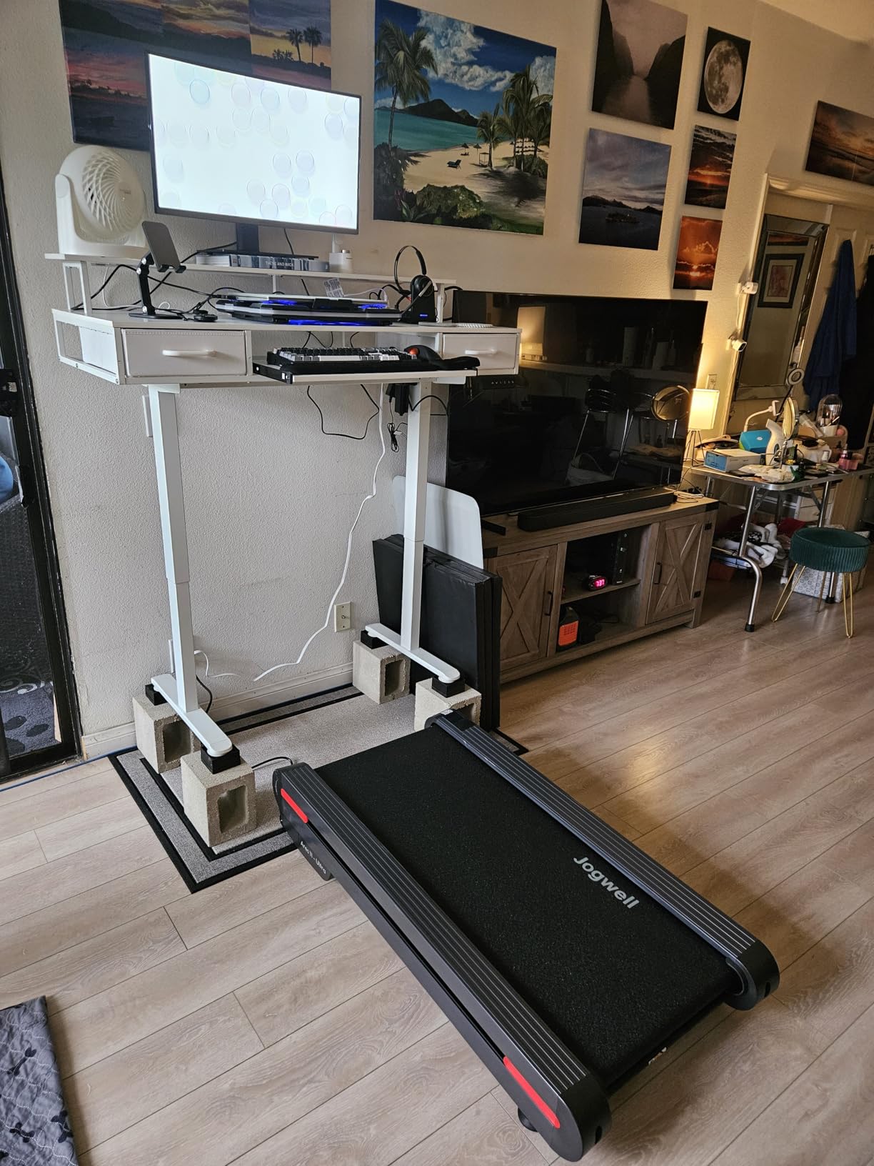 AODK 55 Inch Standing Desk with Drawers & Keyboard Tray, Rustic Brown customer photo 2