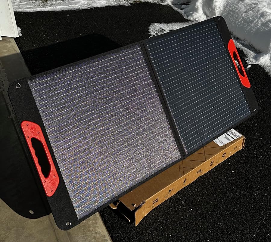 ZOUPW 100W Portable Solar Panel for Power Station, 23.5% Efficiency Mono Foldable Solar Charger for Jackery 300/Ecoflow River/Anker/Bluetti, IP67 Waterproof for Camping RV Off-Grid Emergency Power customer photo 2