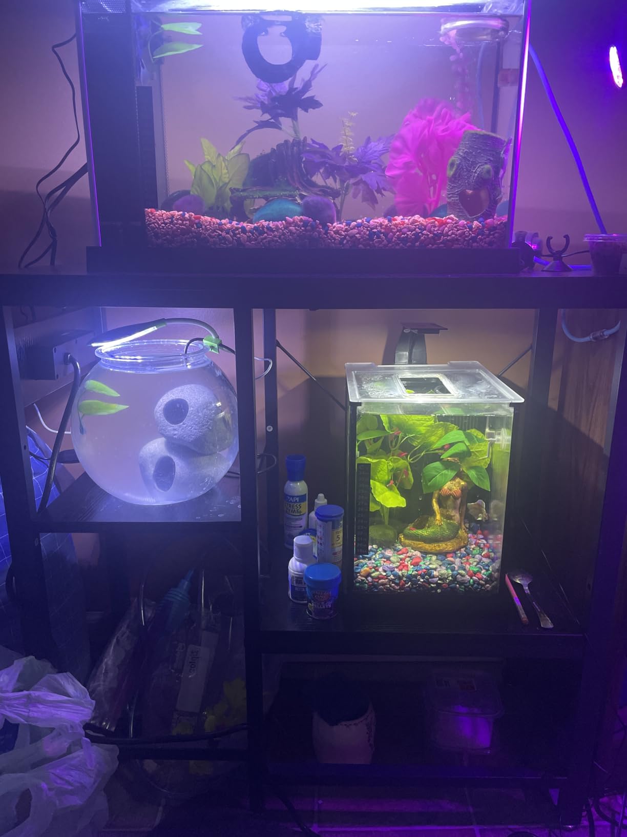 Bestier 20-29-37 Gal Fish Tank Stand with Power Outlet, Rustic Brown, 30x13 | 6-Leg Steel Frame, 3-Tier Adjustable Shelves for Filters Storage, 400Lbs Capacity, 5-In-1 Power Outlet, 4 Leveling Feet customer photo 2