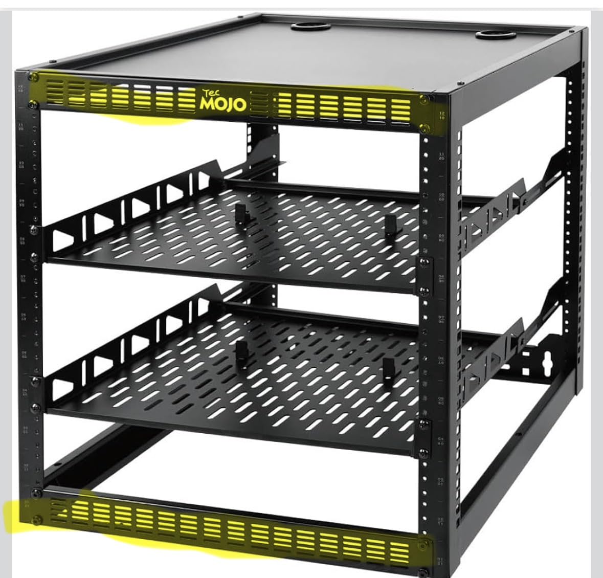 Tecmojo 12U Open Frame Network Rack for IT & AV Gear, AV Rack Floor Standing or Wall Mounted, with 2 PCS 1U Rack Shelves & Mounting Hardware customer photo 1