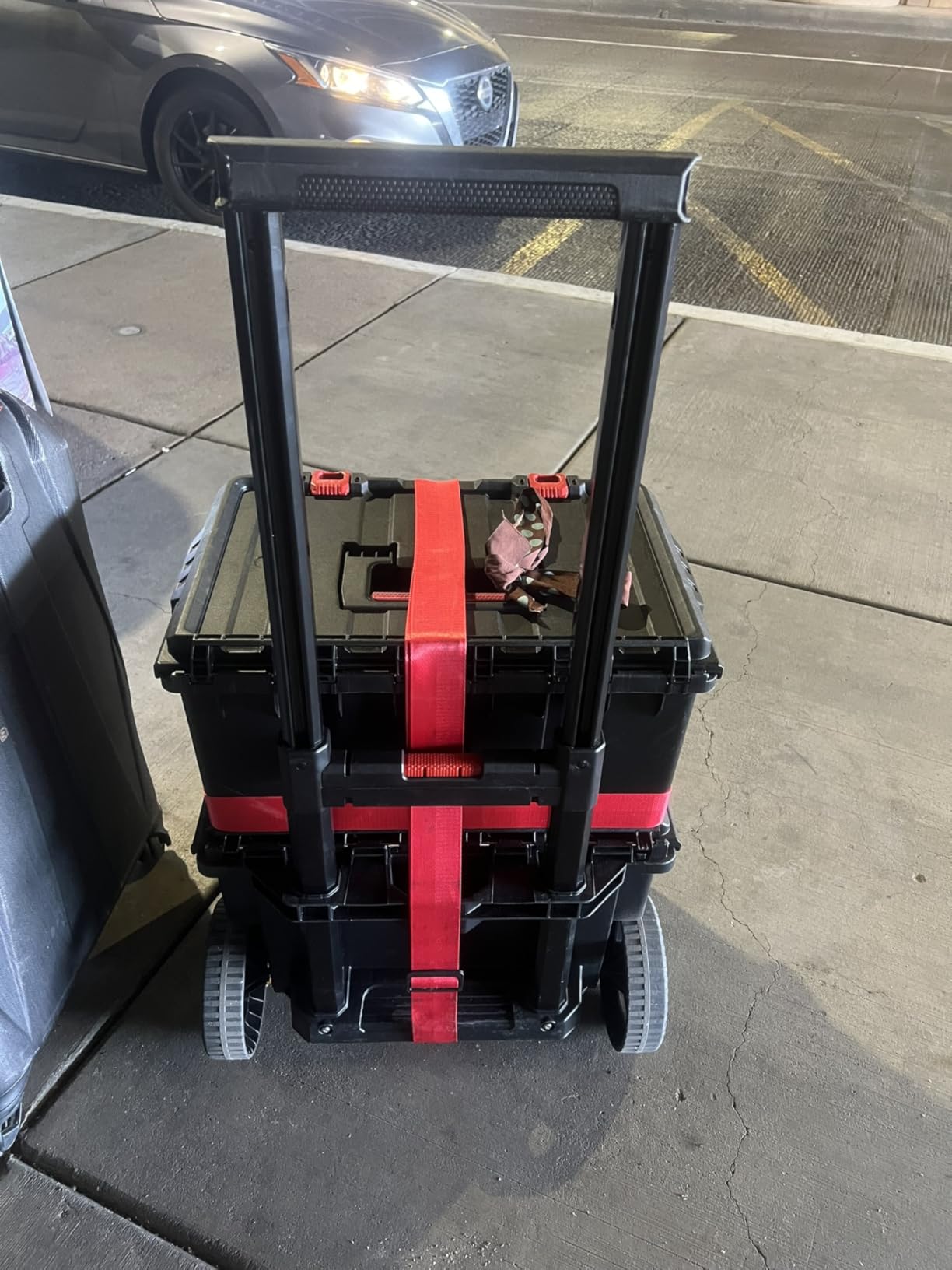 Keter Stack N Rolling Tool Box Modular Storage System 3 Piece | Black and Red, Heavy Duty, Weatherproof, All Terrain Wheels, Durable, Easy to Use, Telescoping Handle customer photo 2