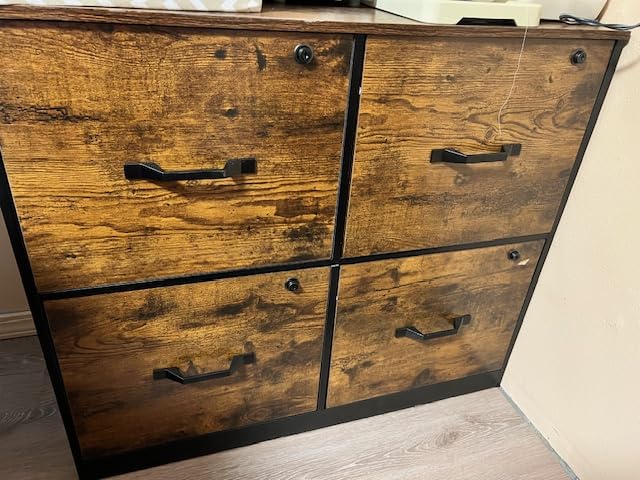 VASAGLE 4-Drawer File Cabinet, Filing Cabinet for Home Office, Printer Stand, with 4 Lockable Drawers, Adjustable Hanging Rail, for A4 and Letter-Size Files, Rustic Brown UOFC062B01 customer photo 1