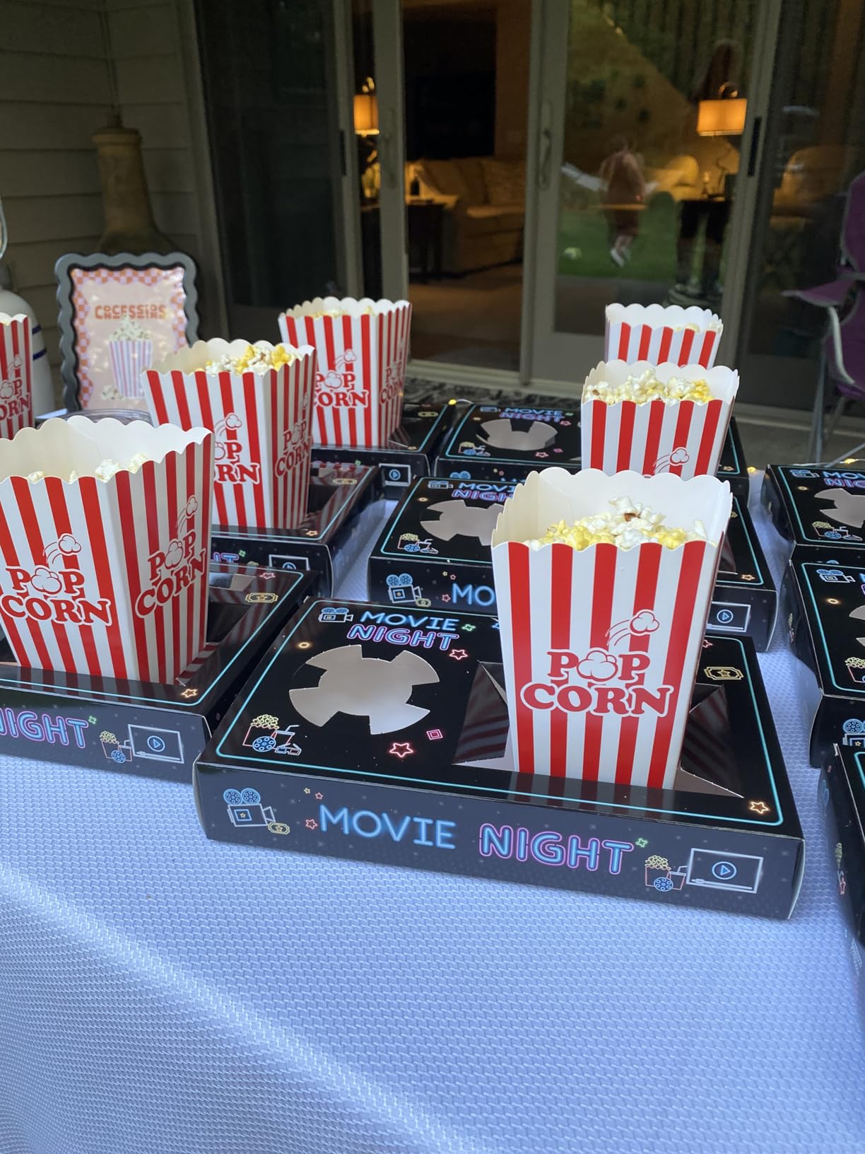 LSTAMOY Movie Night Supplies (24pcs) - Neon Style Movie Night Snack Trays*12 + Popcorn Buckets*12, Kid's Birthday Party, Game Night, Movie Night Snack Trays with Popcorn Bags. (Neon) customer photo 2