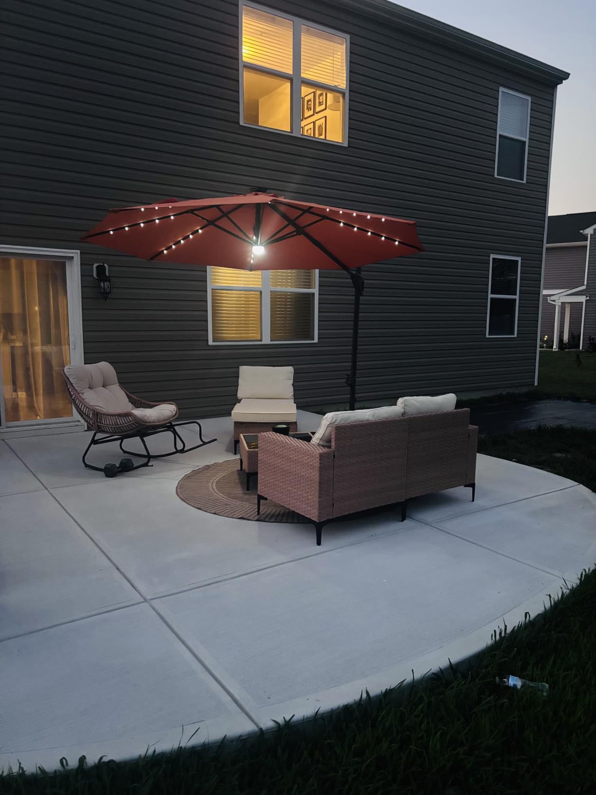 Best Choice Products 10ft Solar LED Cantilever Patio Umbrella, 360-Degree Rotation Hanging Offset Market Outdoor Sun Shade for Backyard, Deck, Poolside w/Lights, Easy Tilt, Cross Base - Ivory customer photo 1