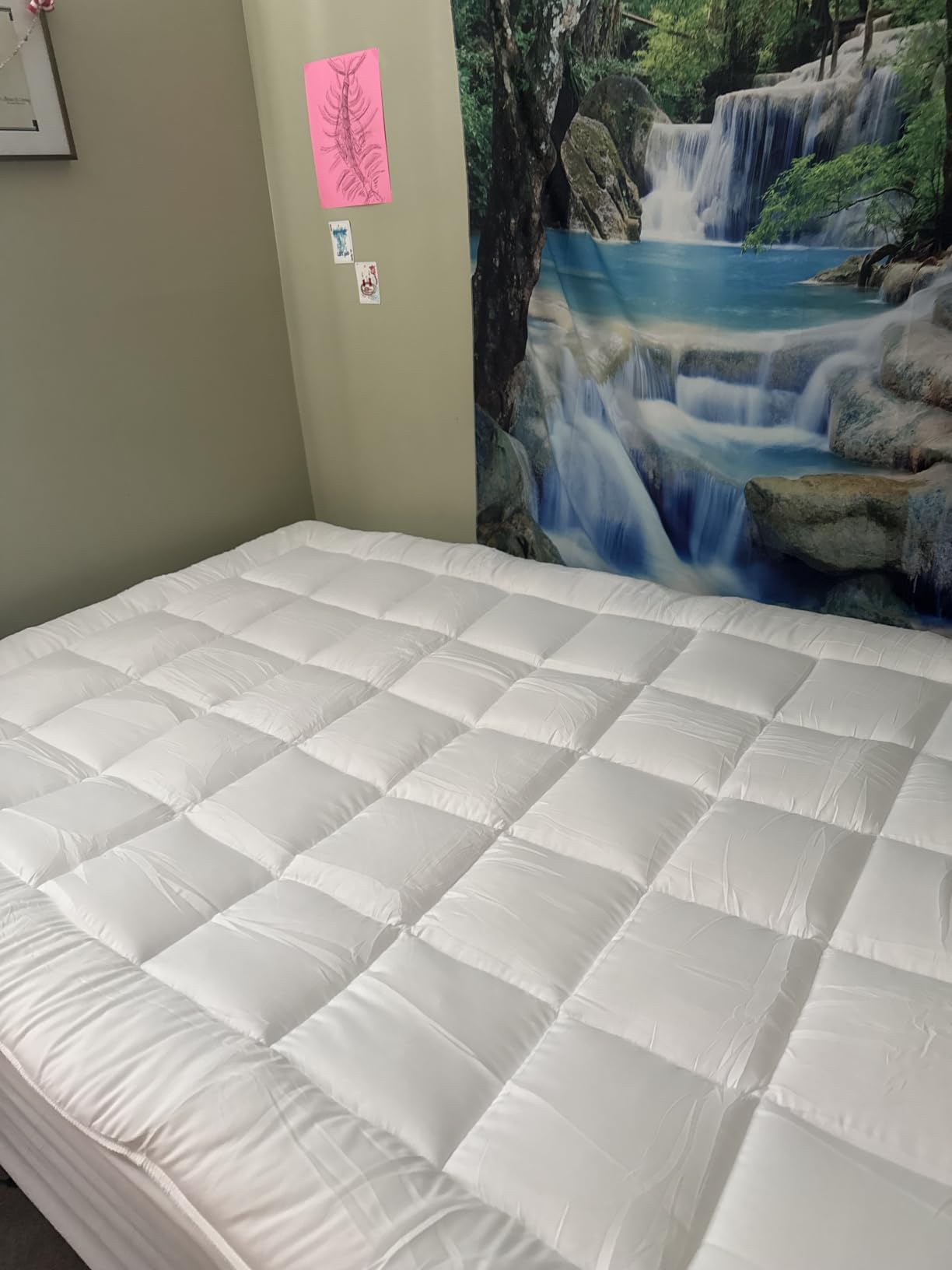 Niagara Sleep Solution 100% Cotton Top Queen Mattress Topper, Pillow Top, Cloud-Like Mattress Pad, Cooling, Breathable, 20
