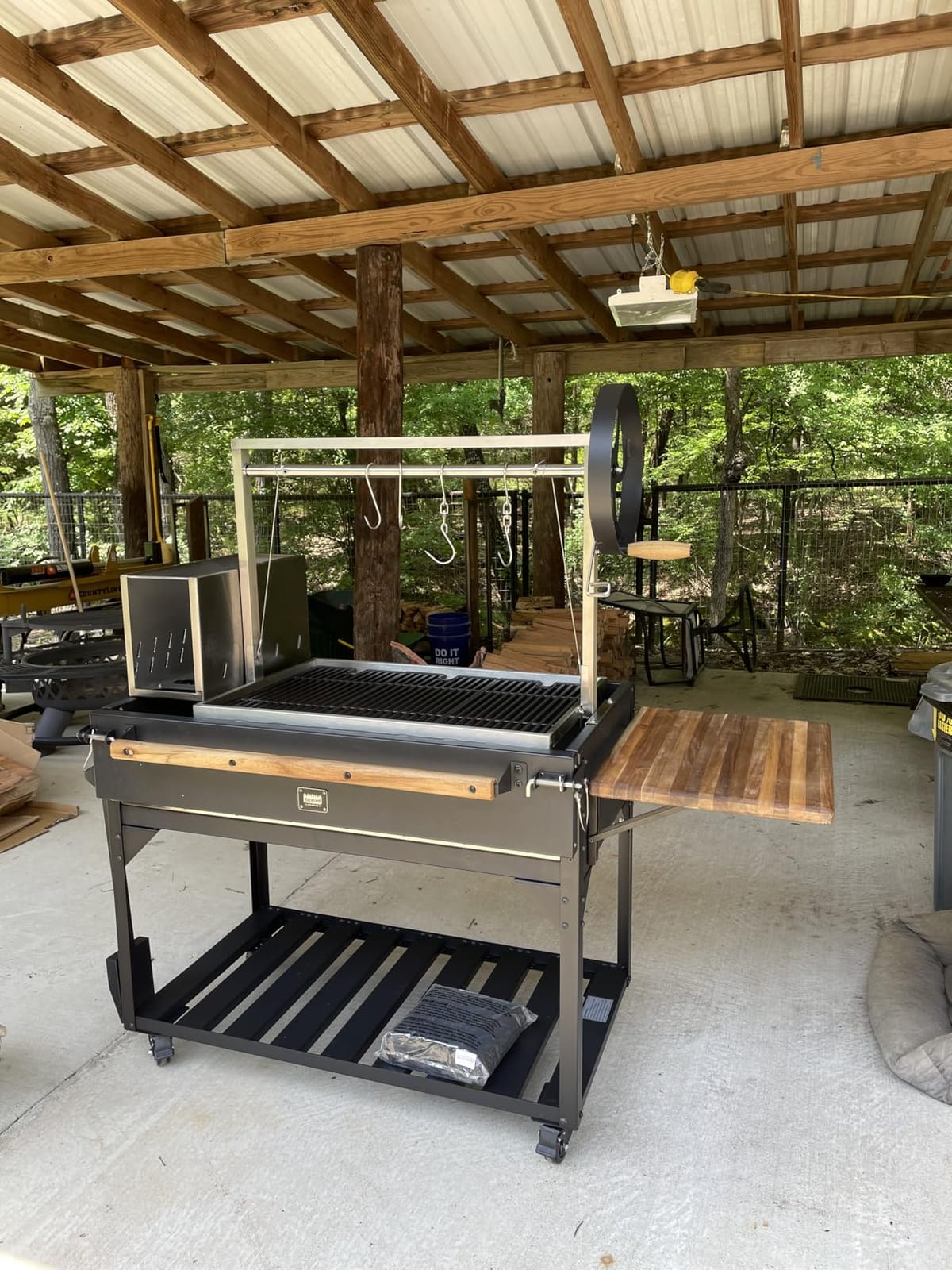 Backyard Discovery Argentine Santa Maria Wood Fire & Charcoal BBQ Grill with Brasero, Adjustable Grill Grates, Fire Bricks, Heavy-Duty Steel, S-Hooks, Acacia Wood Table for Outdoor Gaucho Grilling customer photo 2