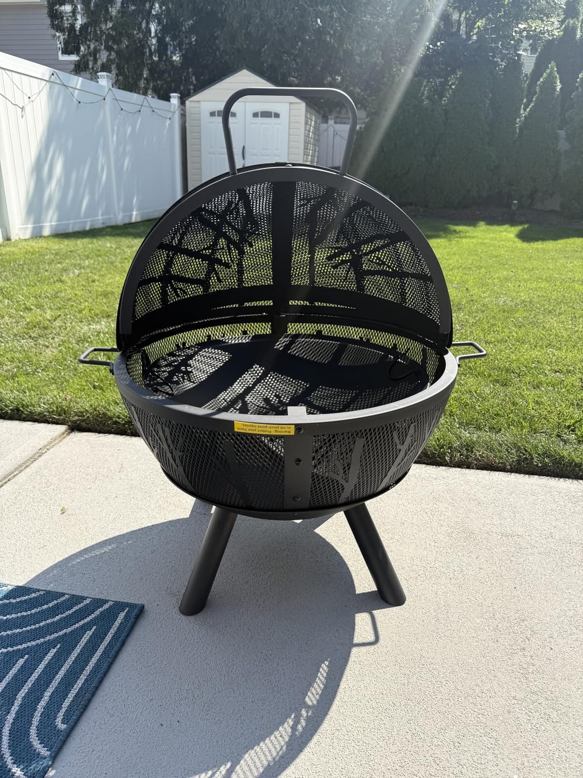 Panovue 35 Inch Wood Burning Fire Pit with BBQ Grill, Heavy Duty Fire Pits | Firepit Ball for Outside with Spark Screen & Removable Ash Pan, Outdoor Fire Pit & Fireplace for Bonfire in Garden, Yard customer photo 2