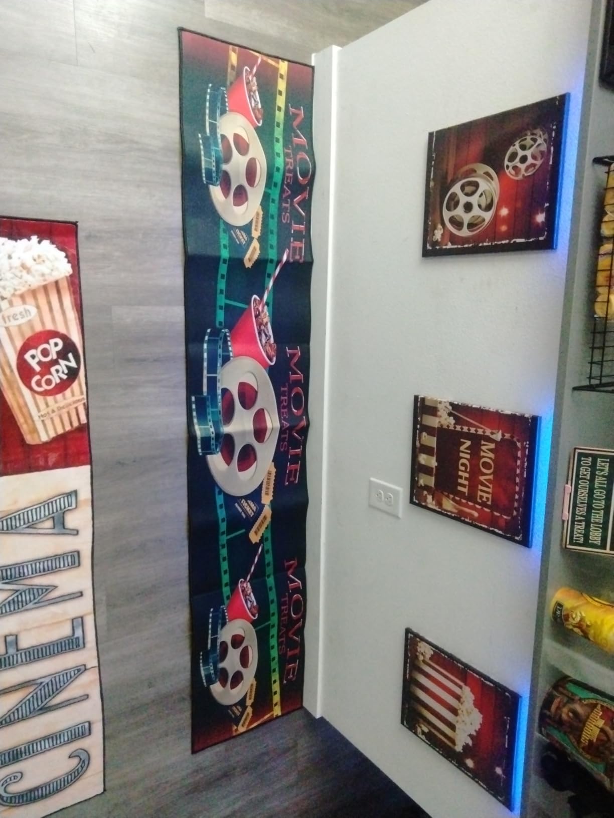 Film Area Rugs,2x7ft,Home Theater Movie Night Floor Mat Non-Slip Rug,Cinema Popcorn Design,Cinema Sign Carpet, Suitable for Living Room, Kitchen Hallway,Party customer photo 1