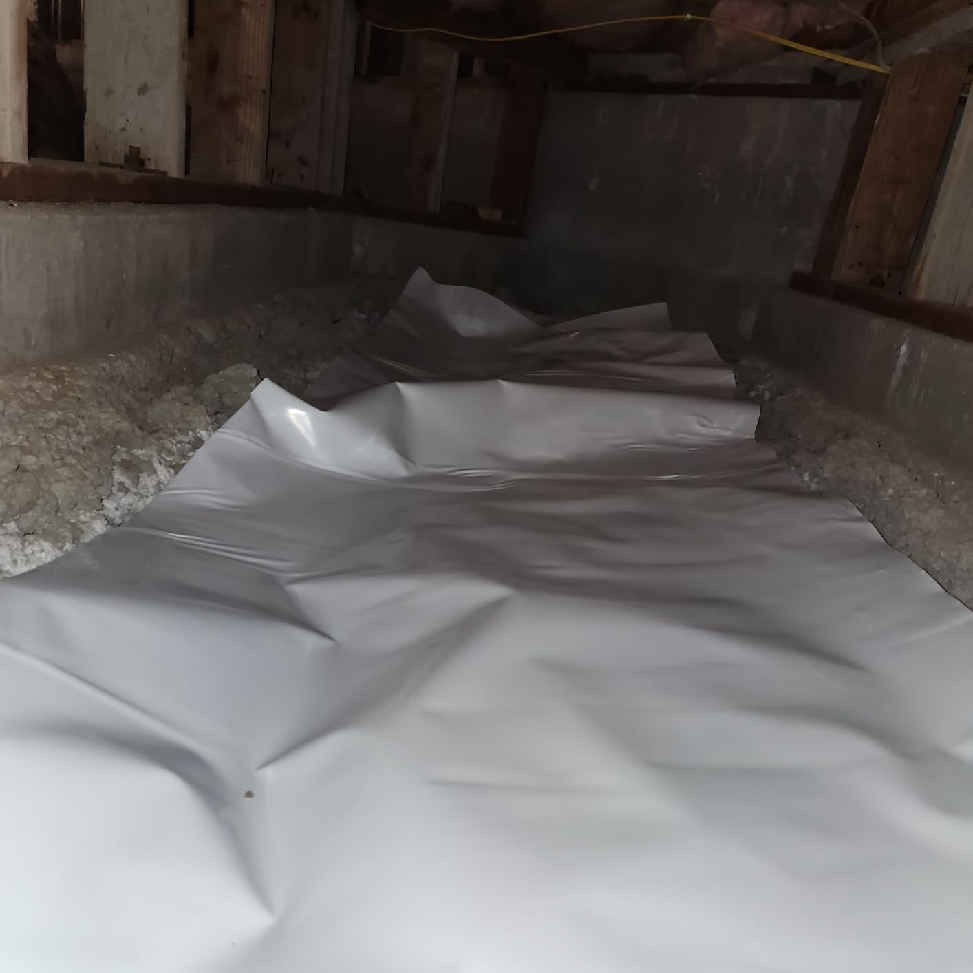 Crawl Space Vapor Barrier - 10 mil (10' x 100'), Thick Plastic sheeting, Drop Cloth Moisture Barrier Covering for Crawl Space Encapsulation, Heavy Duty Polyethylene Film, Black and White Panda Film customer photo 1